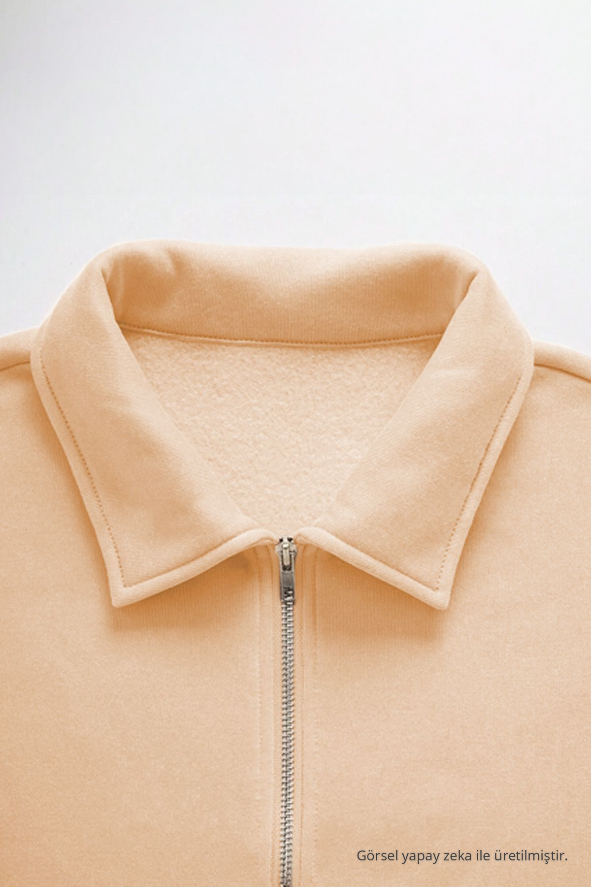 Erkek Yarım Fermuar Regular Fit Sweatshirt Bej 4