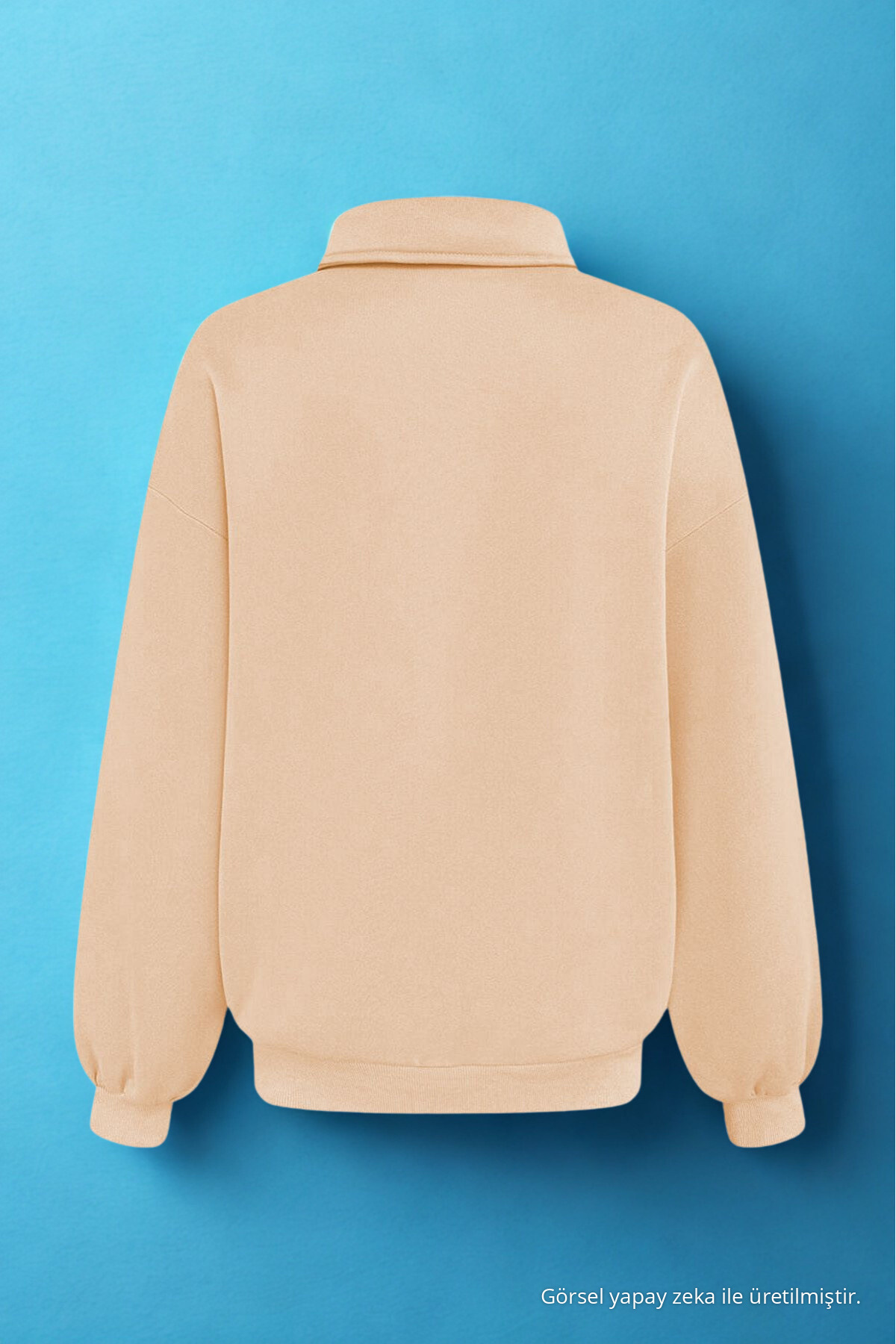 Erkek Yarım Fermuar Regular Fit Sweatshirt Bej 5