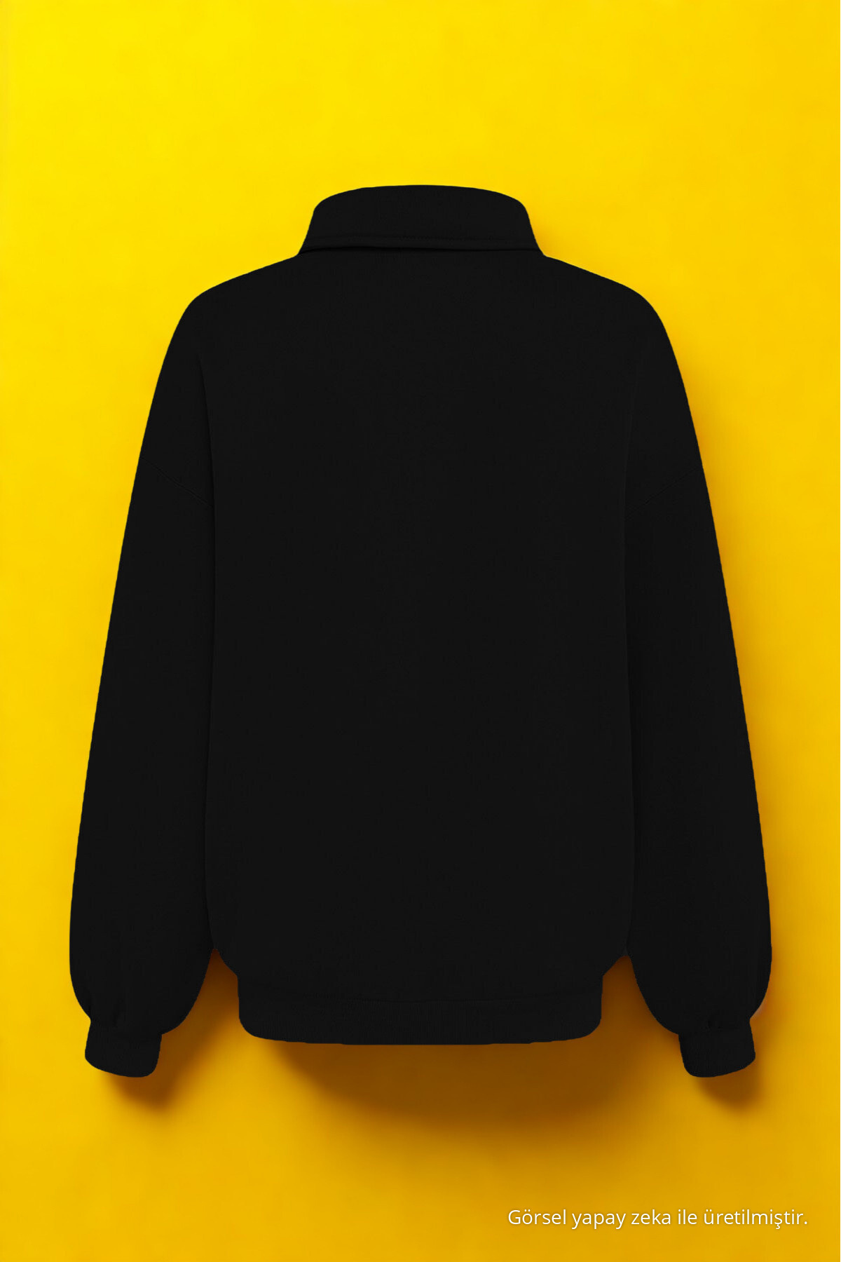 Erkek Yarım Fermuar Regular Fit Sweatshirt Siyah 5