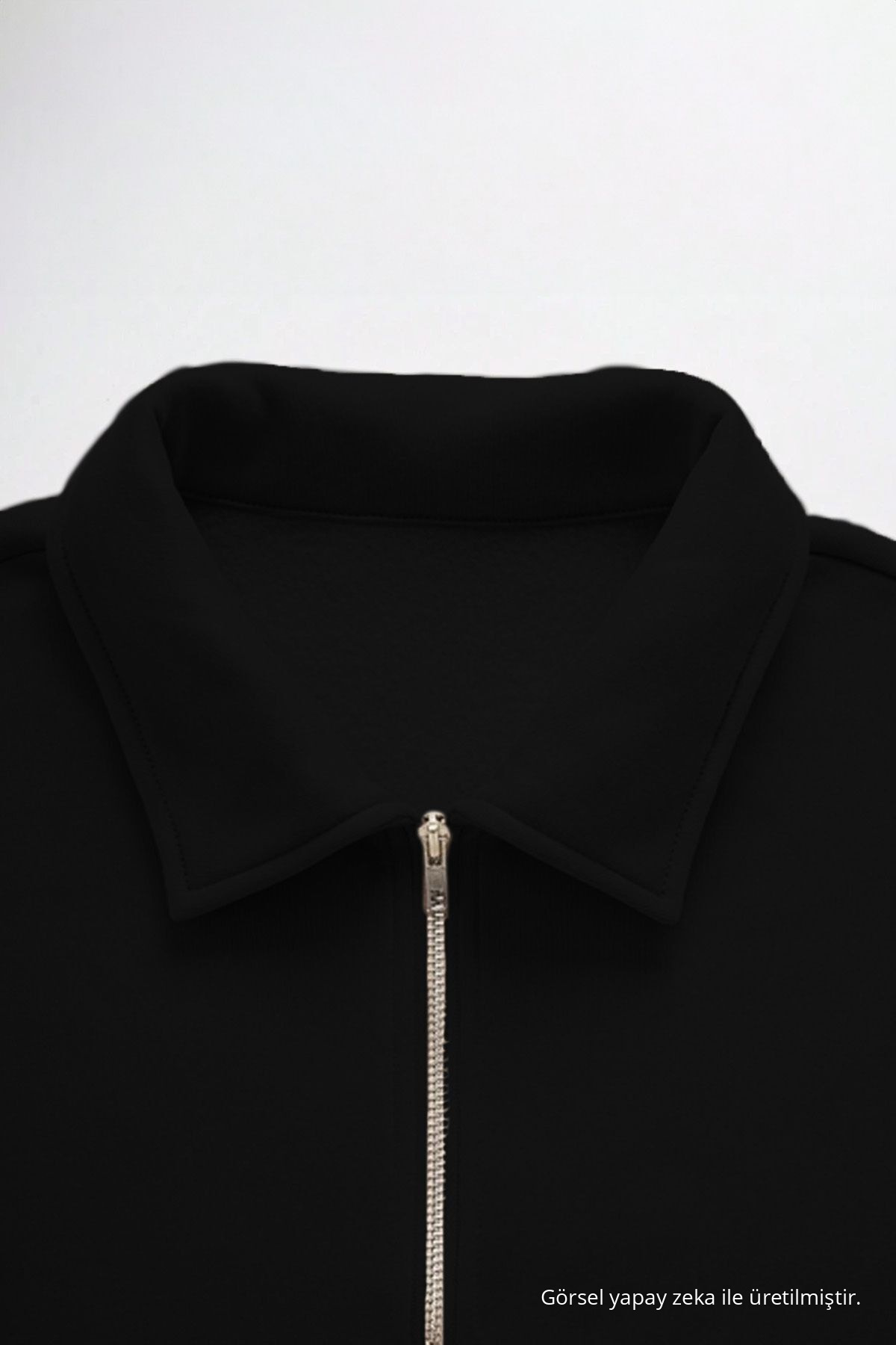Erkek Yarım Fermuar Regular Fit Sweatshirt Siyah 3
