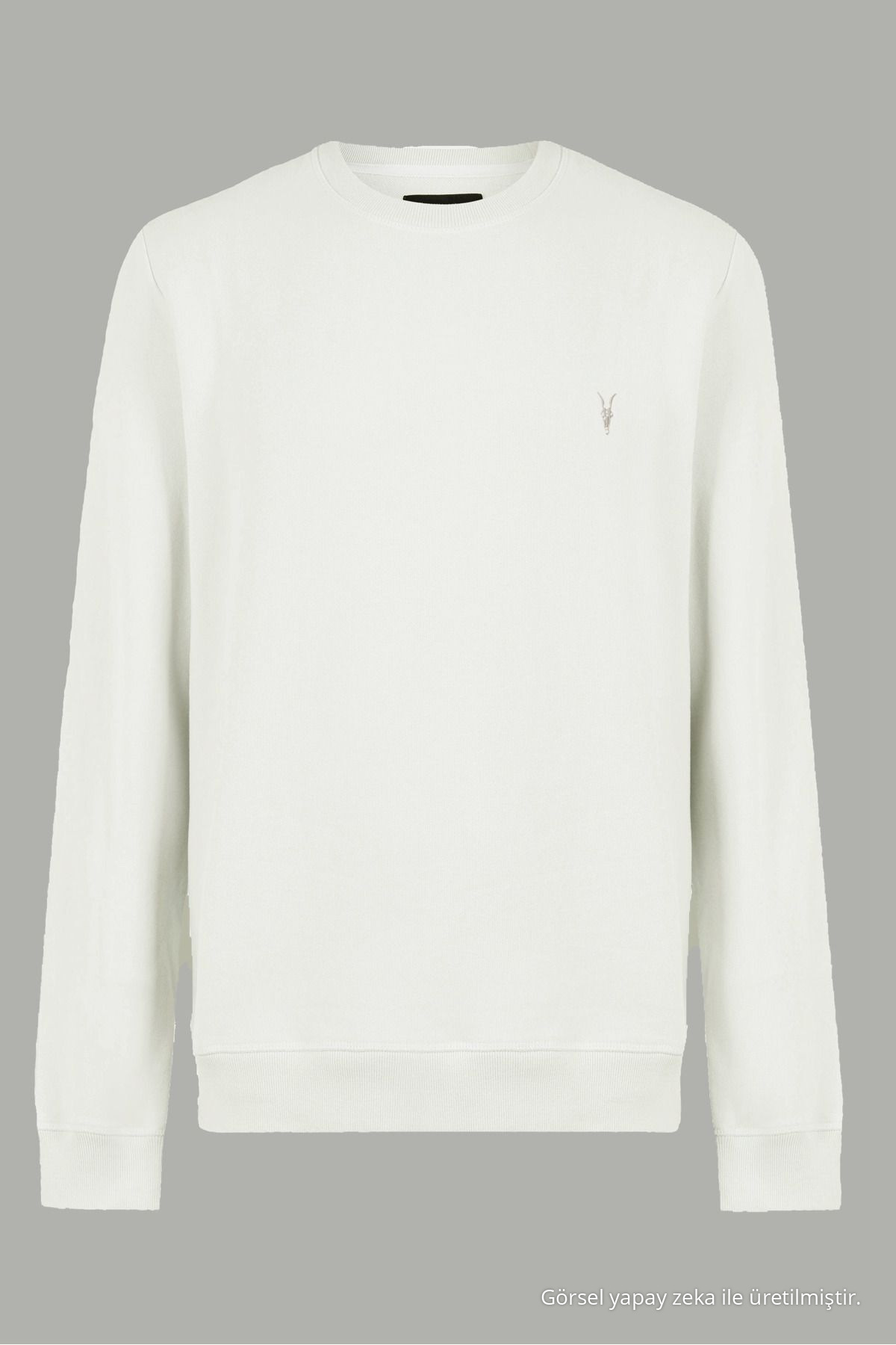 Erkek 3-lü Haki-Ekru-indigo Sweatshirt Basic Bisiklet Yaka 5