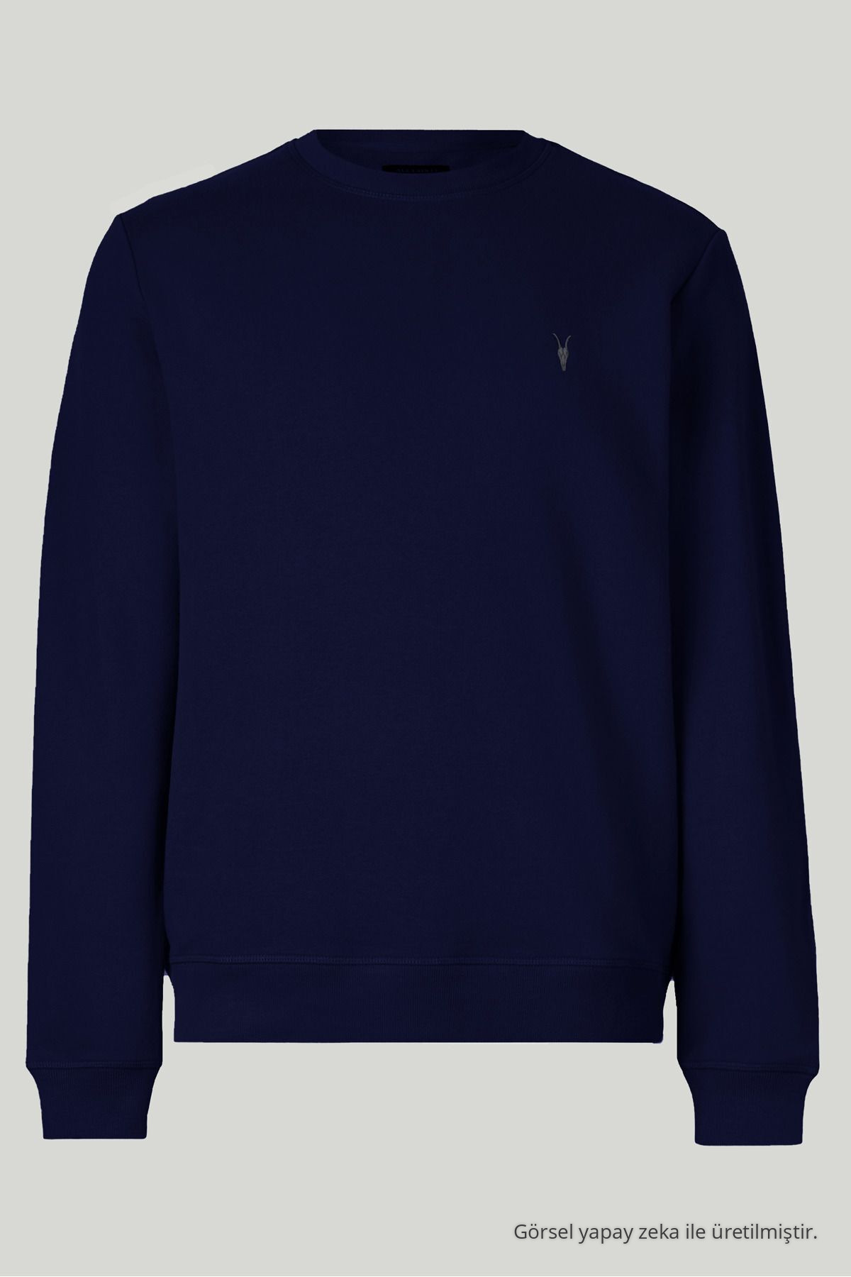 Erkek 3-lü indigo-lacivert-Siyah Sweatshirt Basic Bisiklet Yaka 3