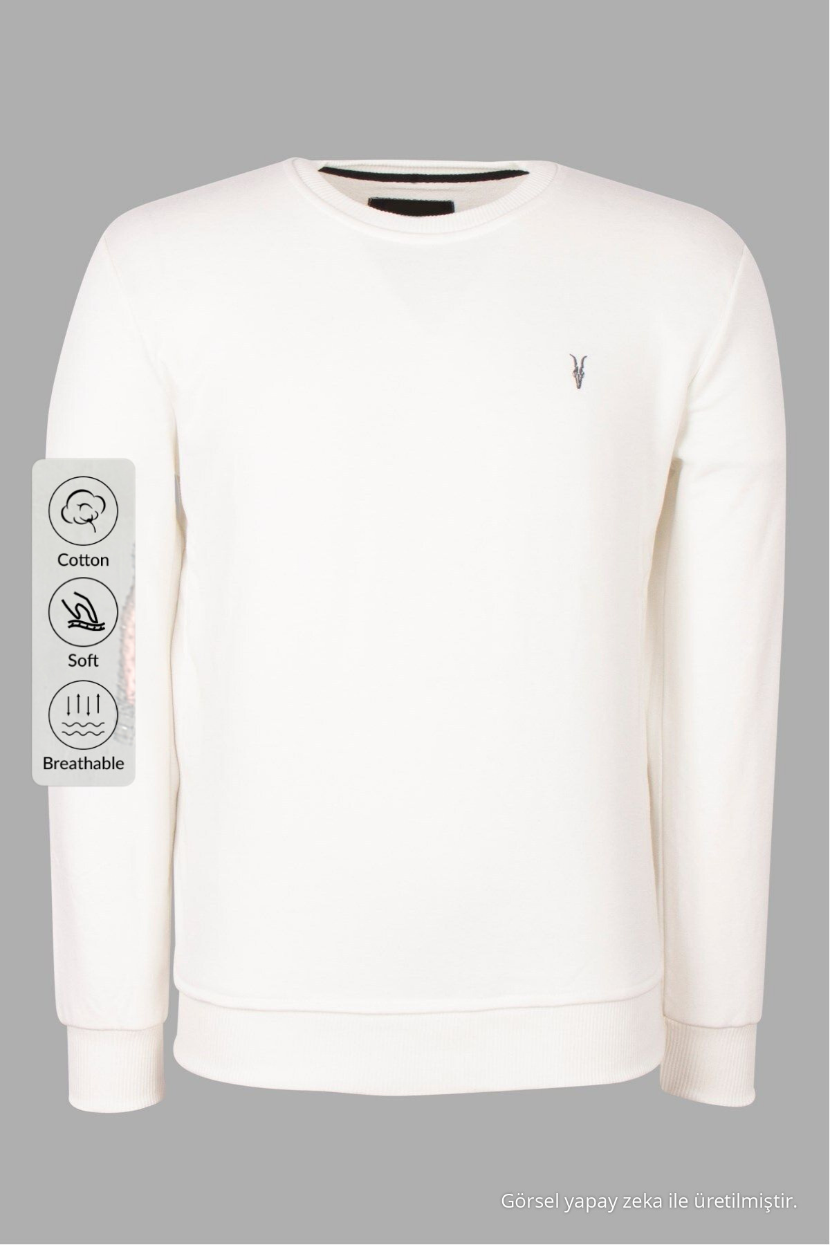Erkek 3-lü Karamel-KARAMEL-SİYAH-EKRU-ekru Sweatshirt Basic Bisiklet Yaka 5