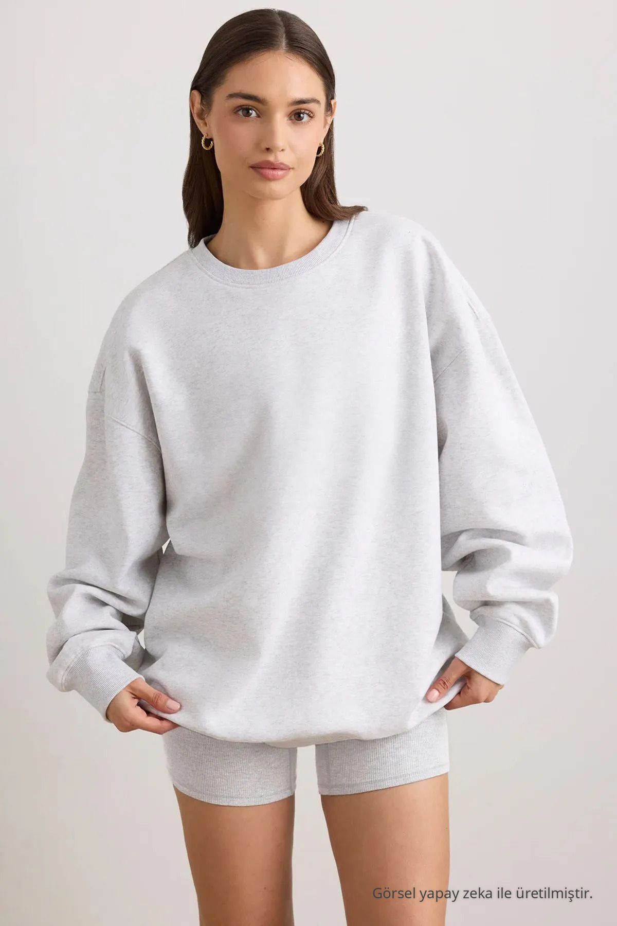 Unisex 3'Lü Çağla Grimelanj ÇAĞLAGRIMELANJSIYAH Bisiklet Yaka Oversize Sweatshirt Paketi 5