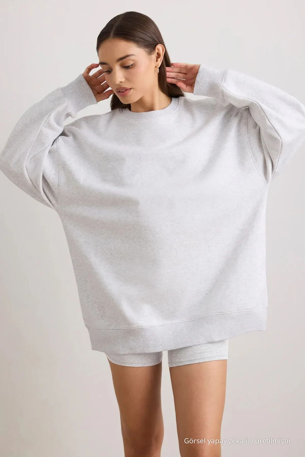 Unisex 3'Lü Çağla Grimelanj ÇAĞLAGRIMELANJSIYAH Bisiklet Yaka Oversize Sweatshirt Paketi 3