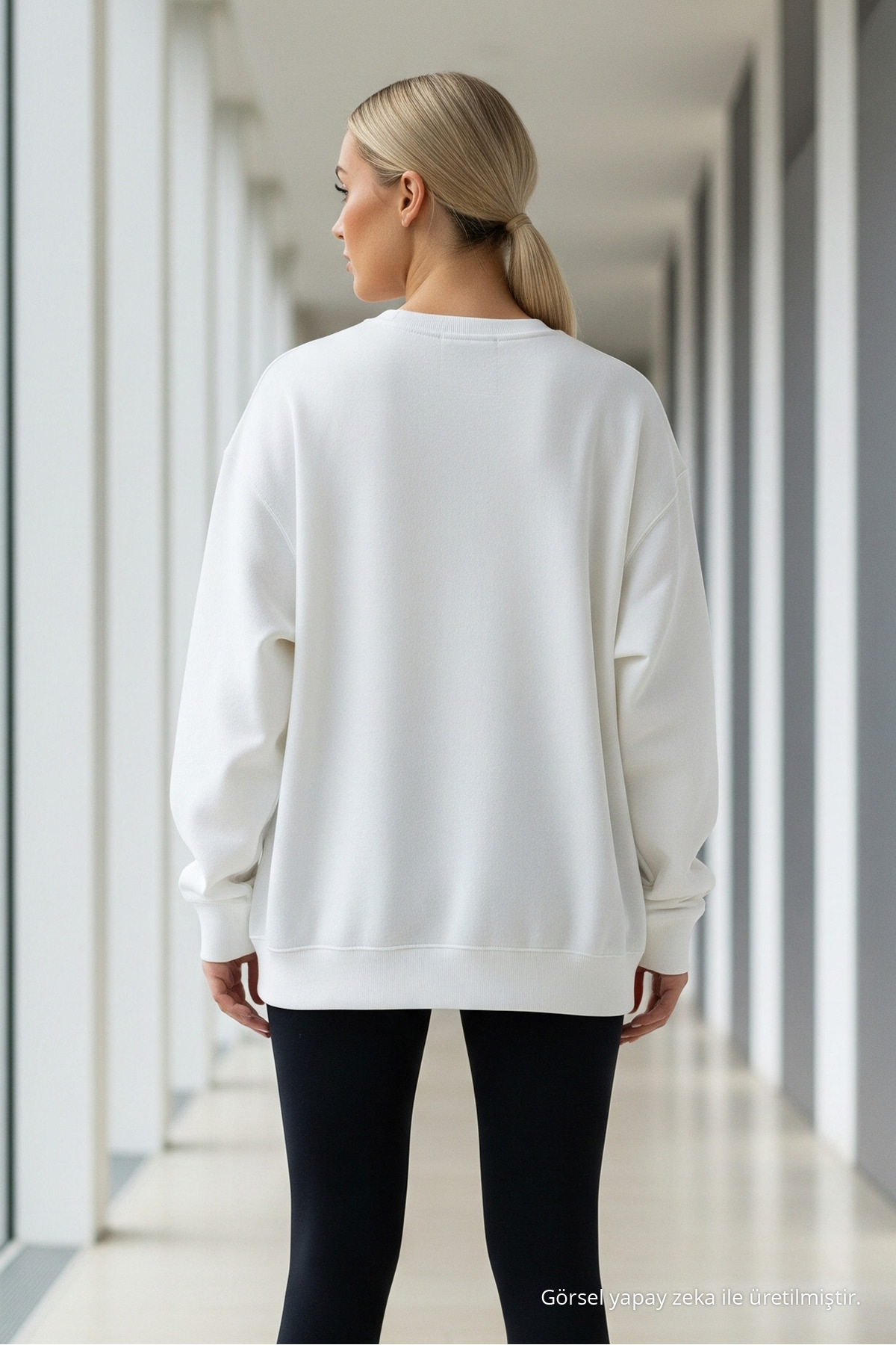 Unisex 3'Lü Siyah Beyaz SIYAHBEYAZBORDO Bisiklet Yaka Oversize Sweatshirt Paketi 6