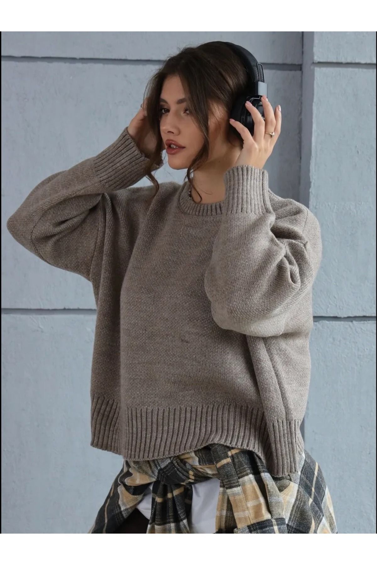 Vizon Bisiklet Yaka Oversize Triko Kazak 7