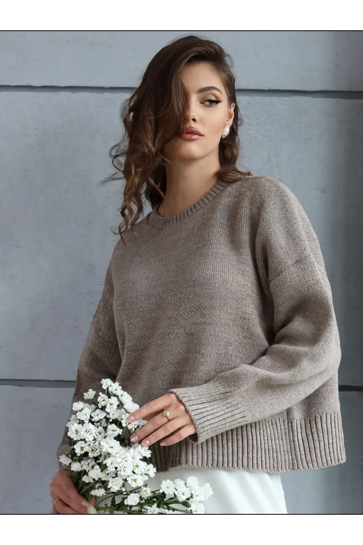 Vizon Bisiklet Yaka Oversize Triko Kazak 3