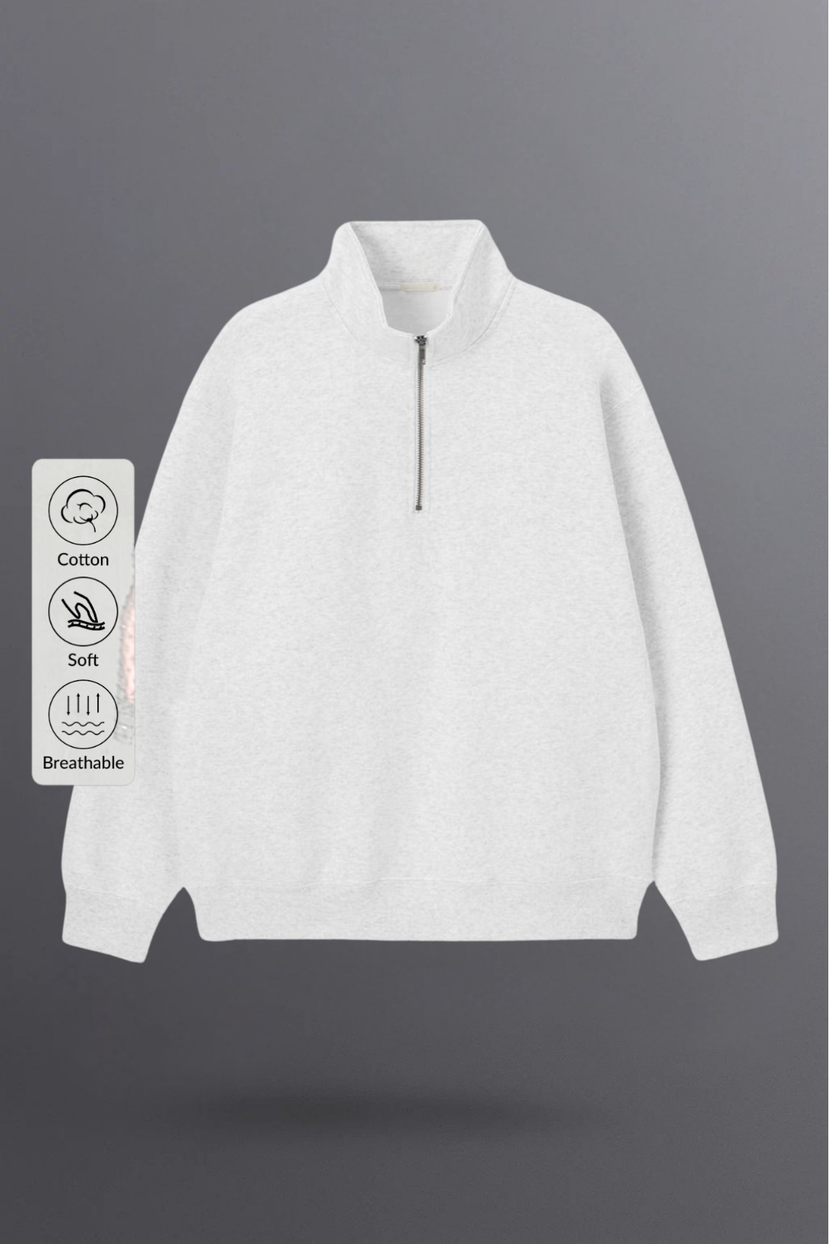 Erkek Dik Yaka Fermuarlı Sweatshirt GRİMELANJ