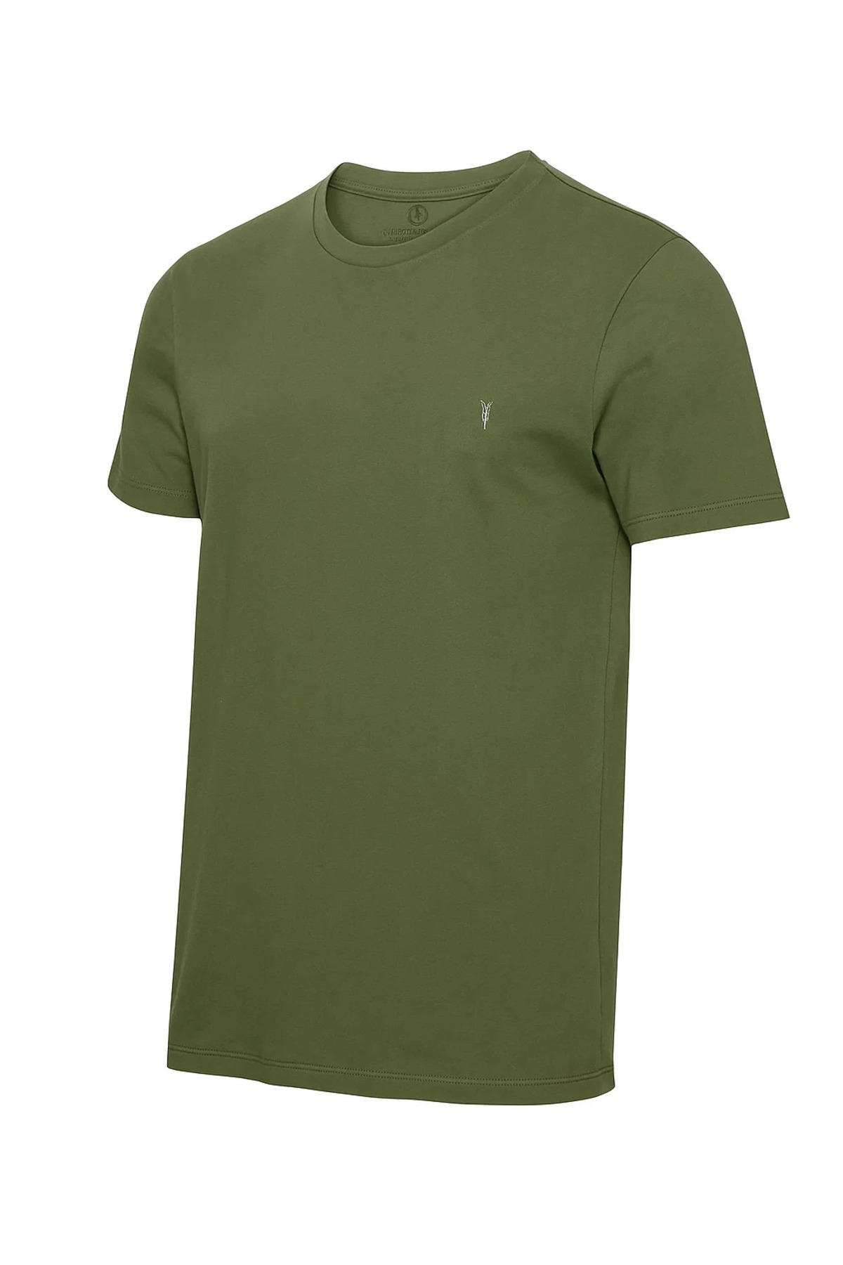 Erkek HAKİ %100 Pamuk Slim Fit Bisiklet Yaka Kısa Kollu Tişört 5