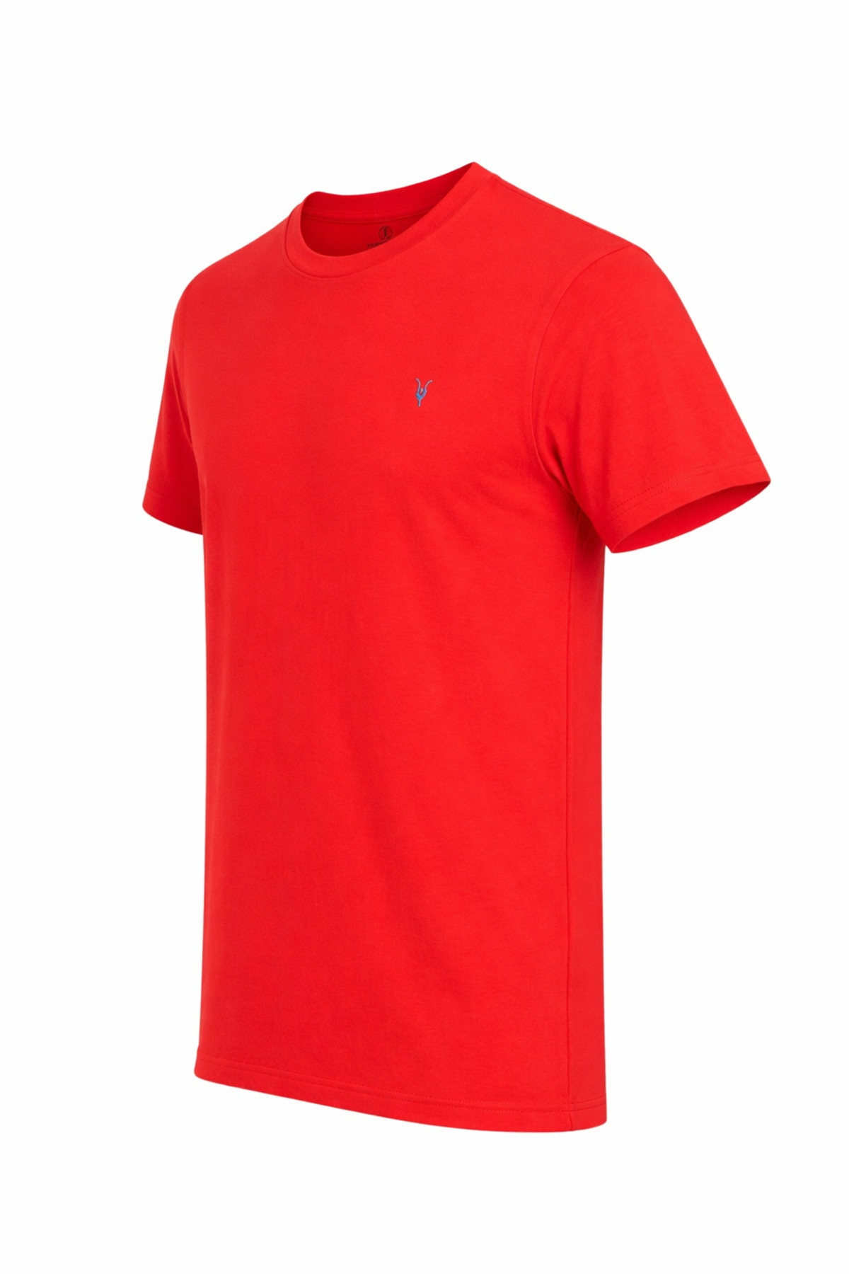 Erkek KIRMIZI %100 Pamuk Slim Fit Bisiklet Yaka Kısa Kollu Tişört 4
