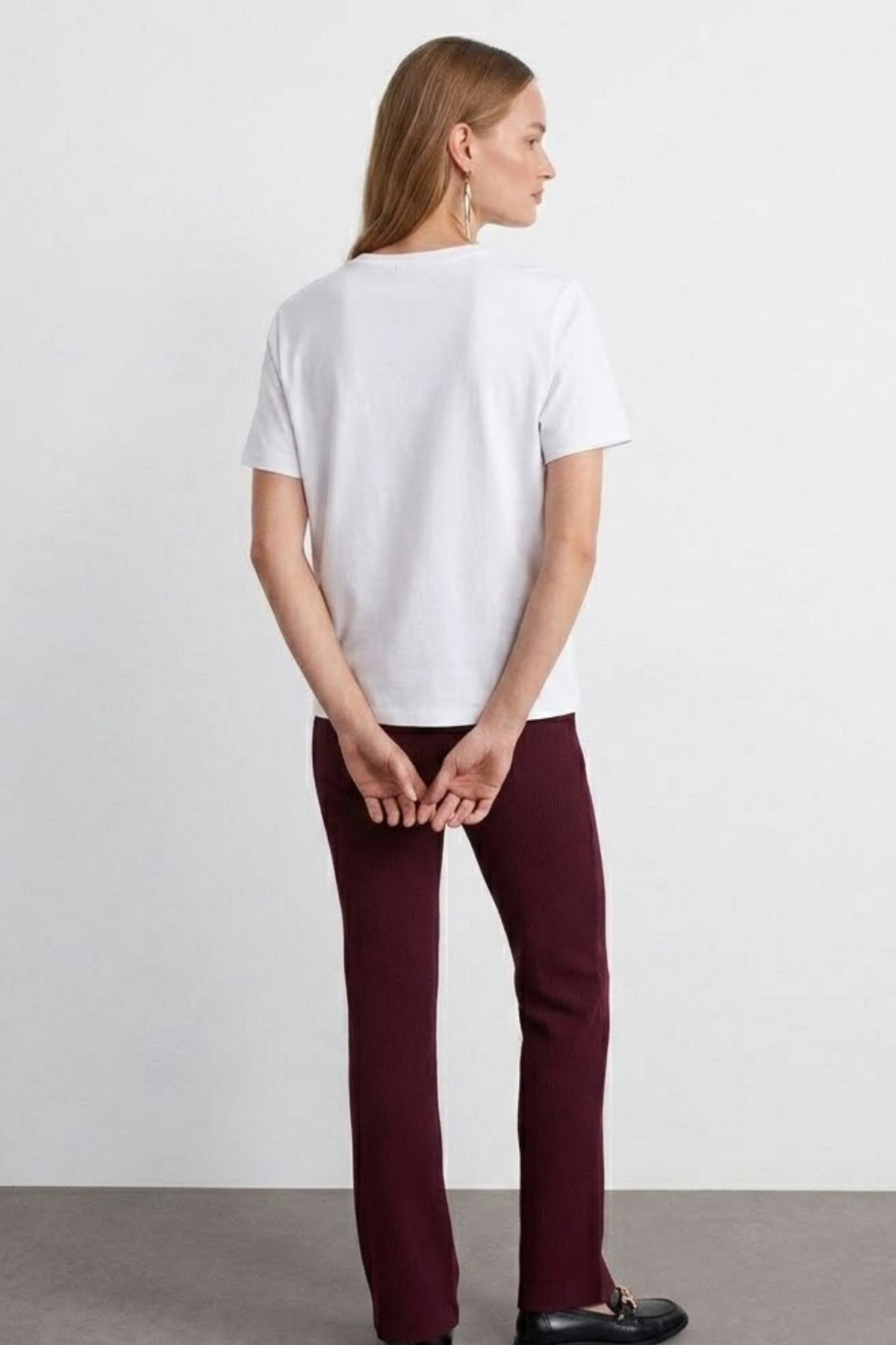 Kadın Comfort Fit Basic Beyaz Bol Tişört 6