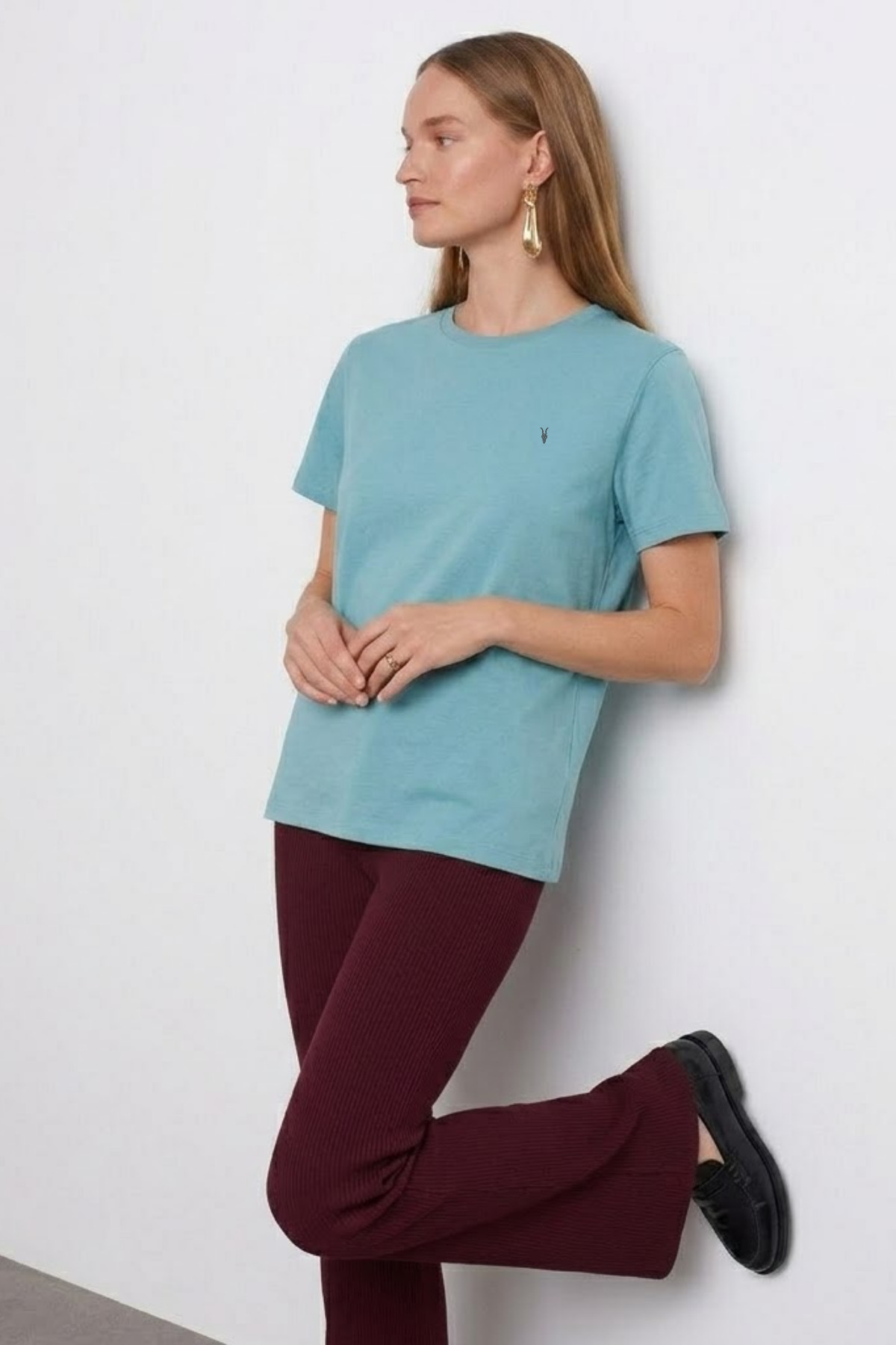 Kadın Comfort Fit Basic Çağla Bol Tişört 5