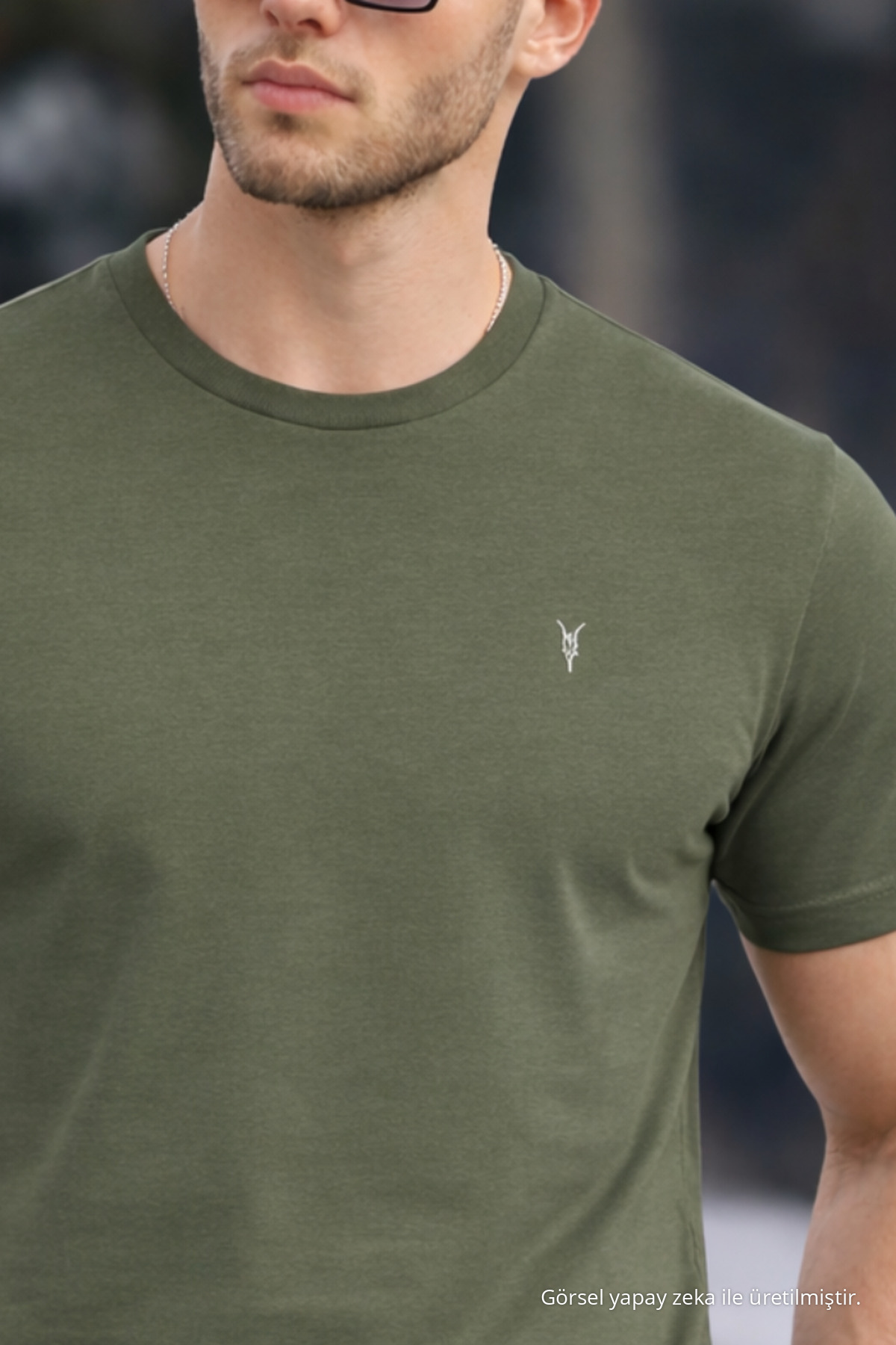 Erkek Bisiklet Yaka Slim Basic HAKİ Tişört 3