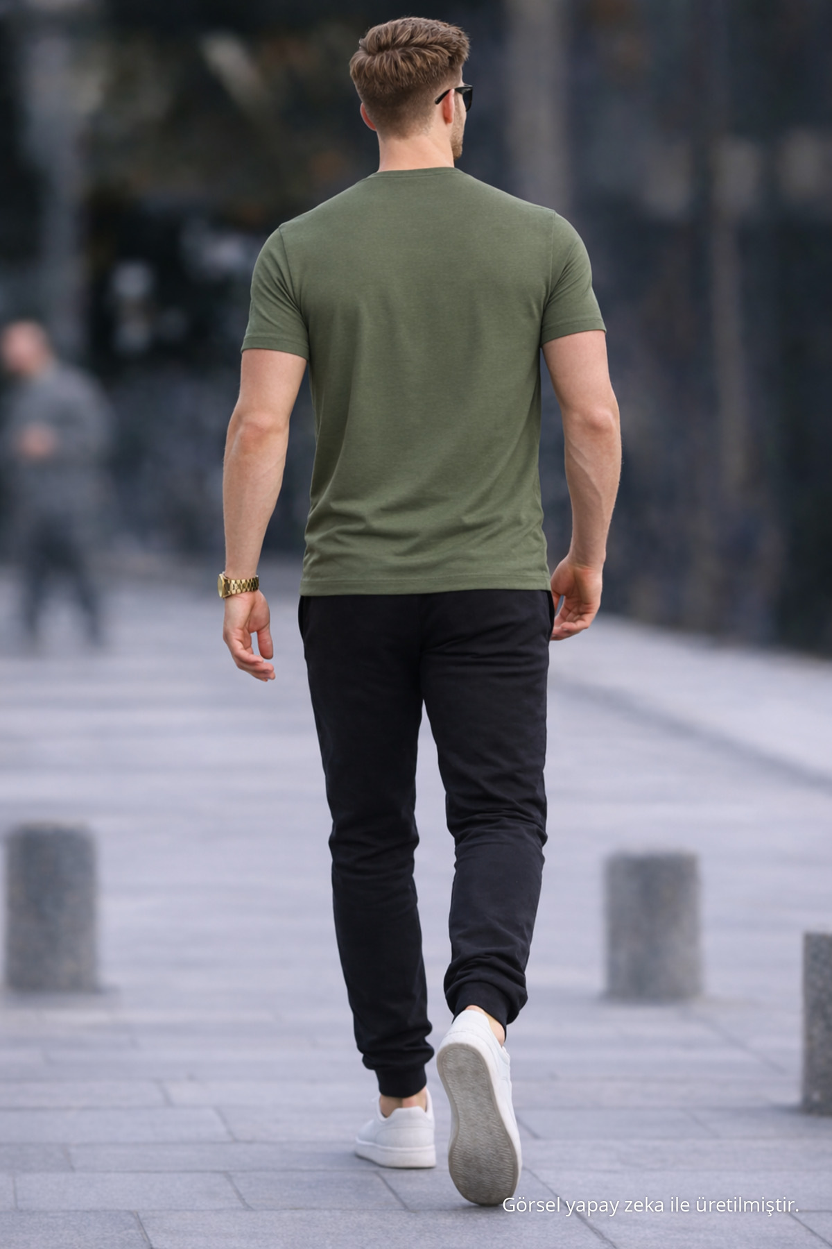 Erkek Bisiklet Yaka Slim Basic HAKİ Tişört 6