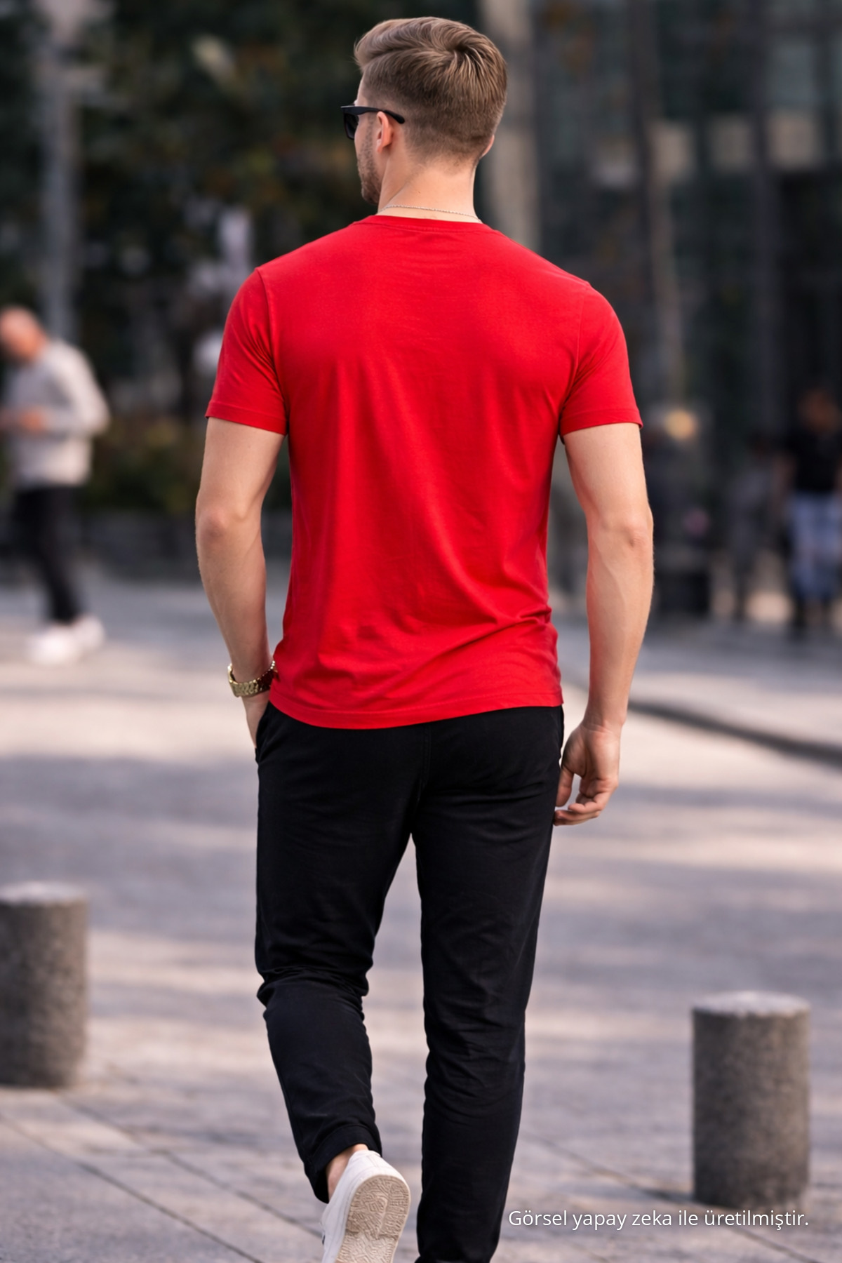 Erkek Bisiklet Yaka Slim Basic KIRMIZI Tişört 5