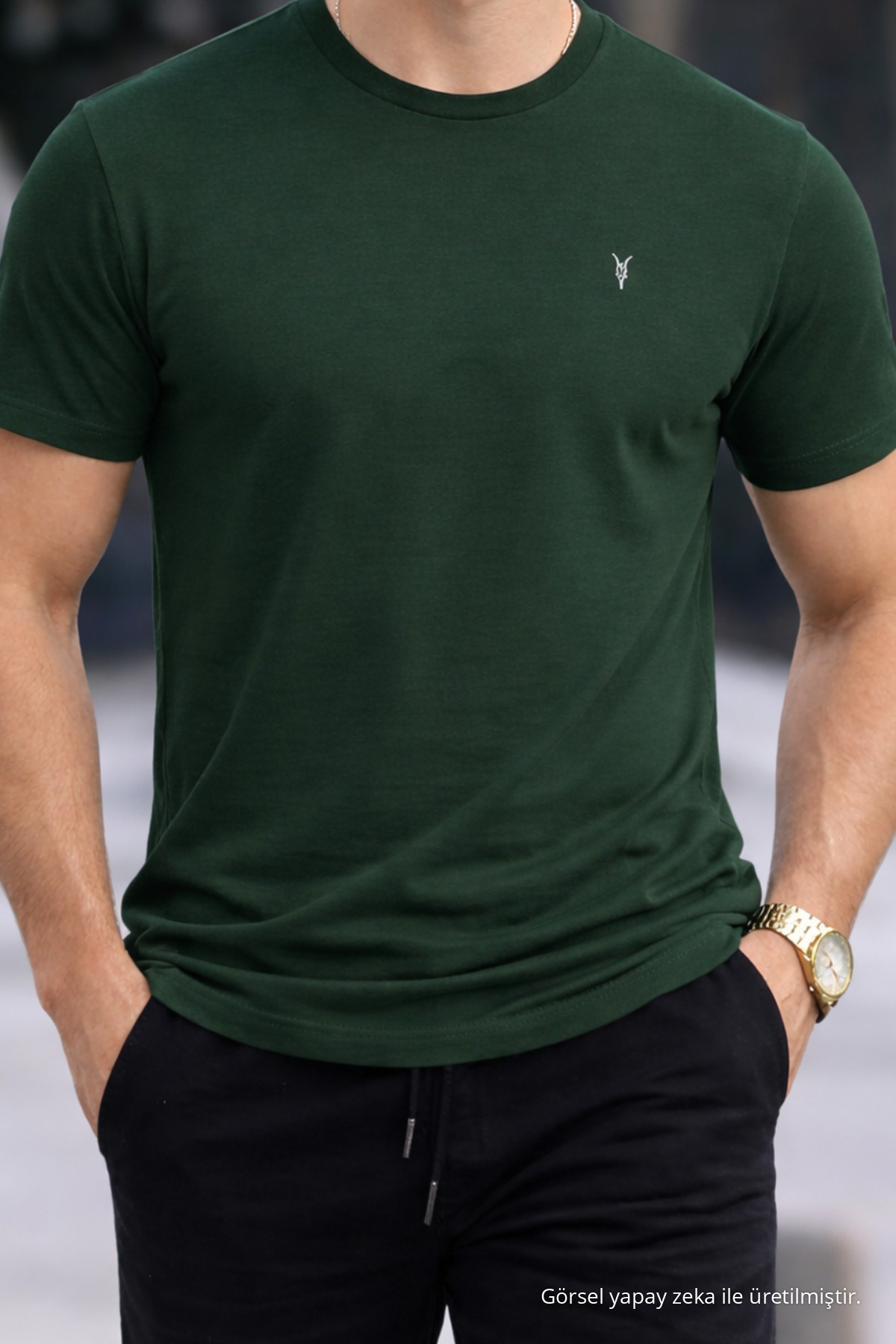 Erkek Bisiklet Yaka Slim Basic KOYU Tişört 3