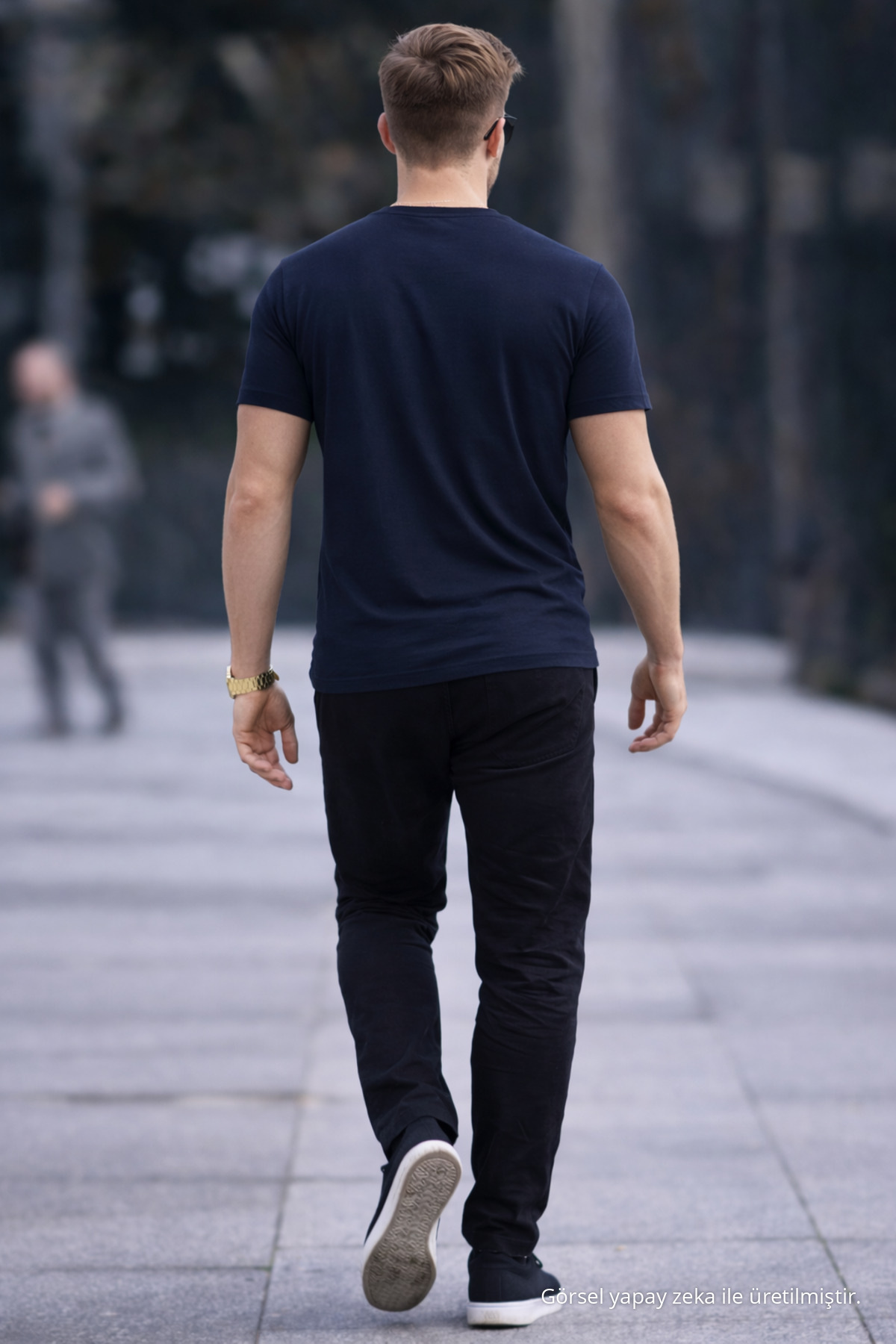 Erkek Bisiklet Yaka Slim Basic Yazlık Tişört lacivert 6
