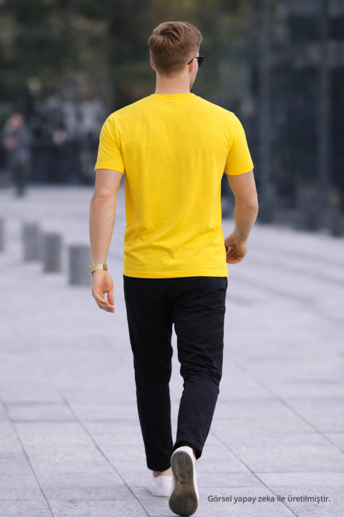 Erkek Bisiklet Yaka Slim Basic SARI Tişört 6