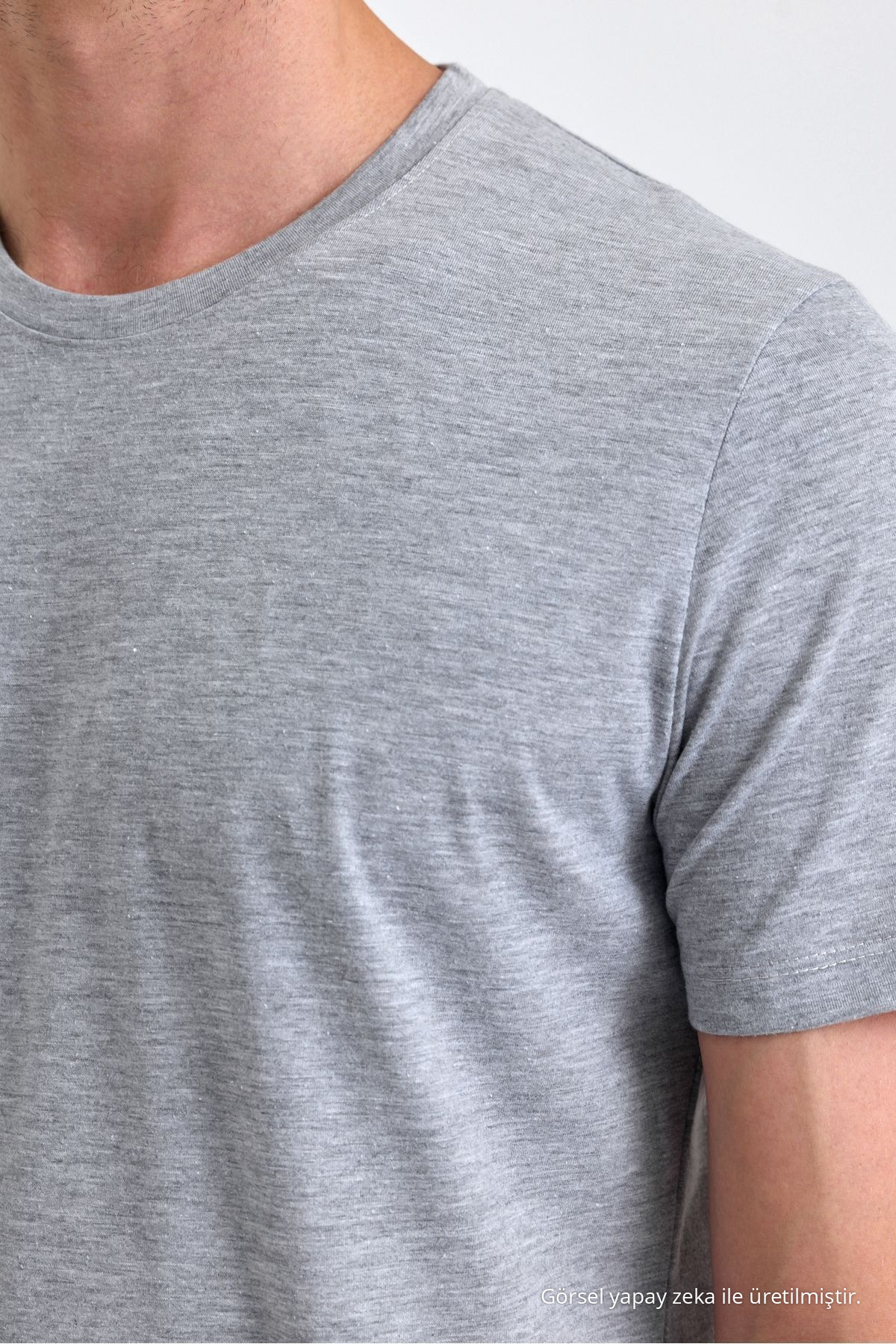 Erkek Grimelanj %100 Pamuk Slim Fit Bisiklet Yaka Basic Tişört GRİMELANJ 4