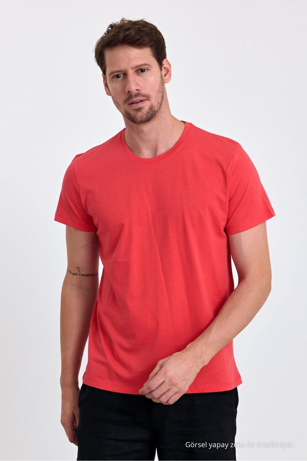 Erkek Yavru Ağzı %100 Pamuk Slim Fit Bisiklet Yaka Basic Tişört YAVRU AĞZI 6
