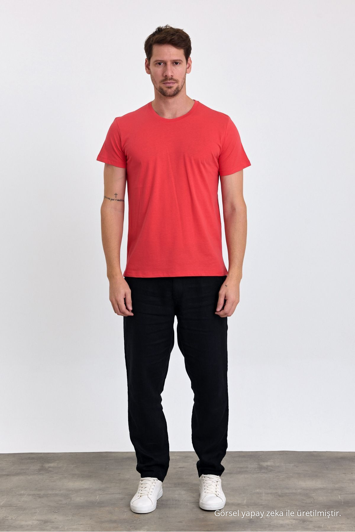 Erkek Yavru Ağzı %100 Pamuk Slim Fit Bisiklet Yaka Basic Tişört YAVRU AĞZI 3