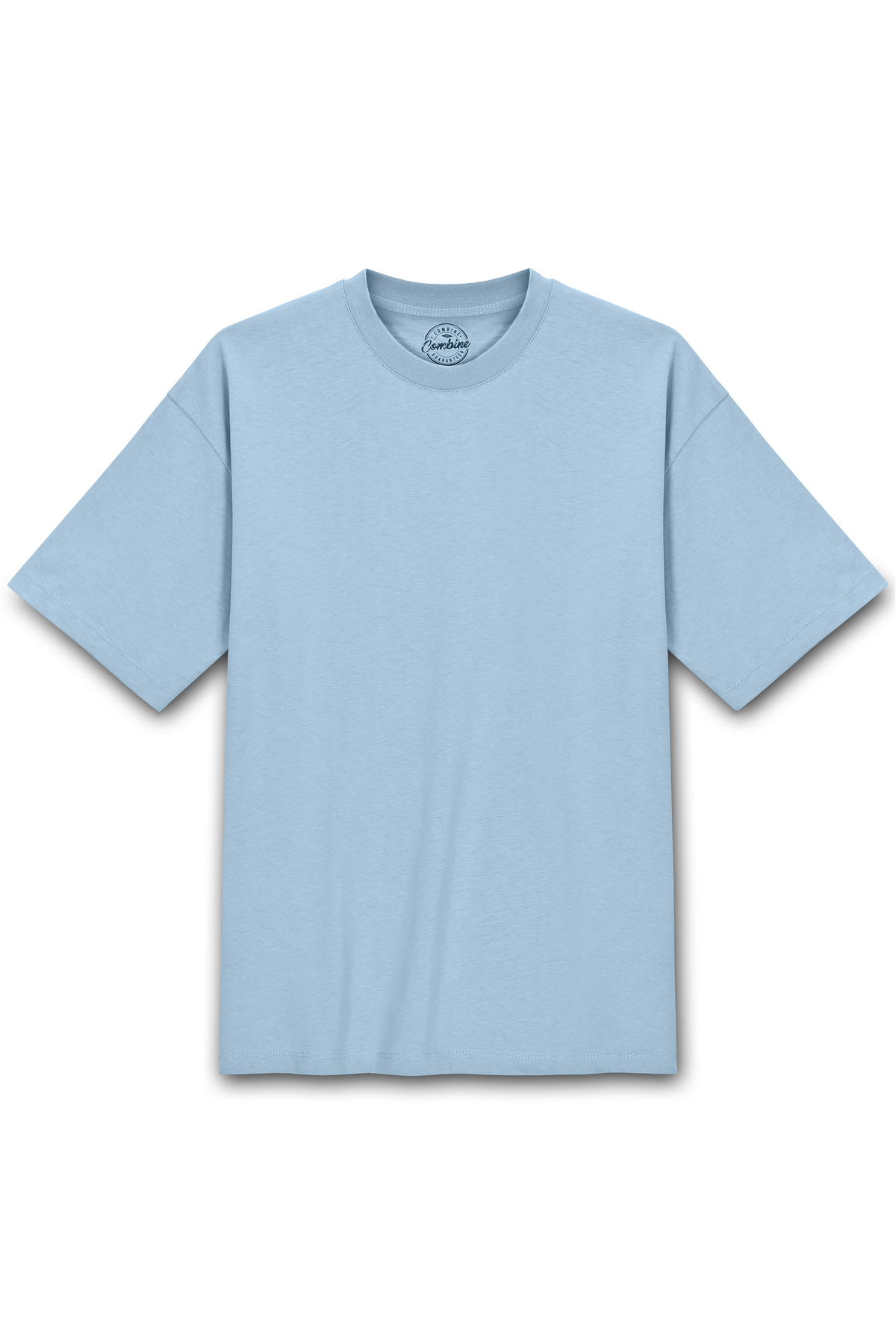 Erkek %100 Organik Pamuklu Kalın Dokulu Comfort Fit Bisiklet Yakalı MAVİ T-shirt 3