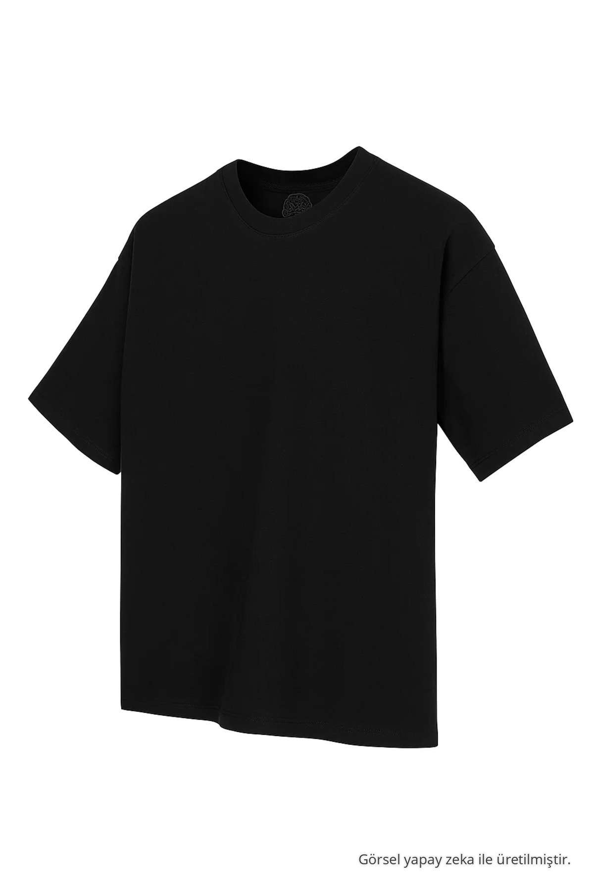 Erkek %100 Organik Pamuklu Kalın Dokulu Comfort Fit Bisiklet Yakalı SİYAH T-shirt 4