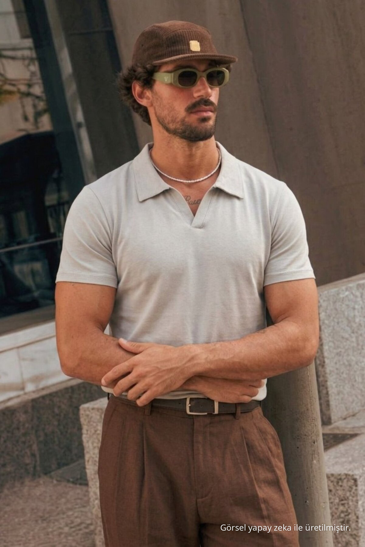Erkek Polo Yaka %100 Pamuklu Basic GRİ Tişört 6
