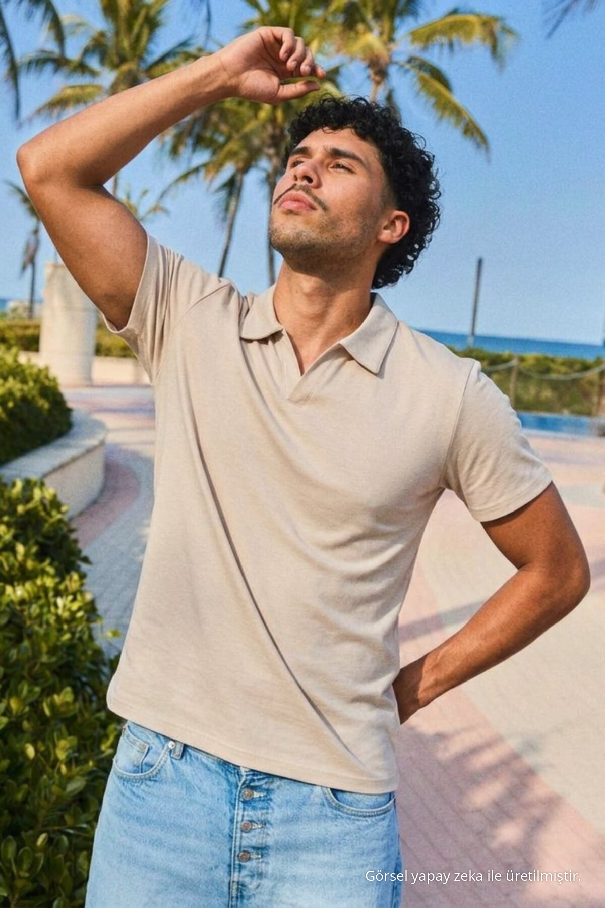 Erkek Trend Polo Yaka Günlük GRİ Tişört 5
