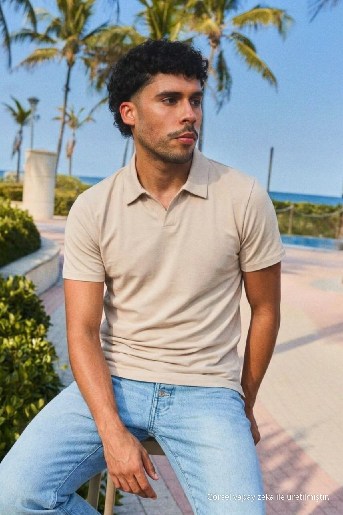 Erkek Trend Polo Yaka Günlük GRİ Tişört 4