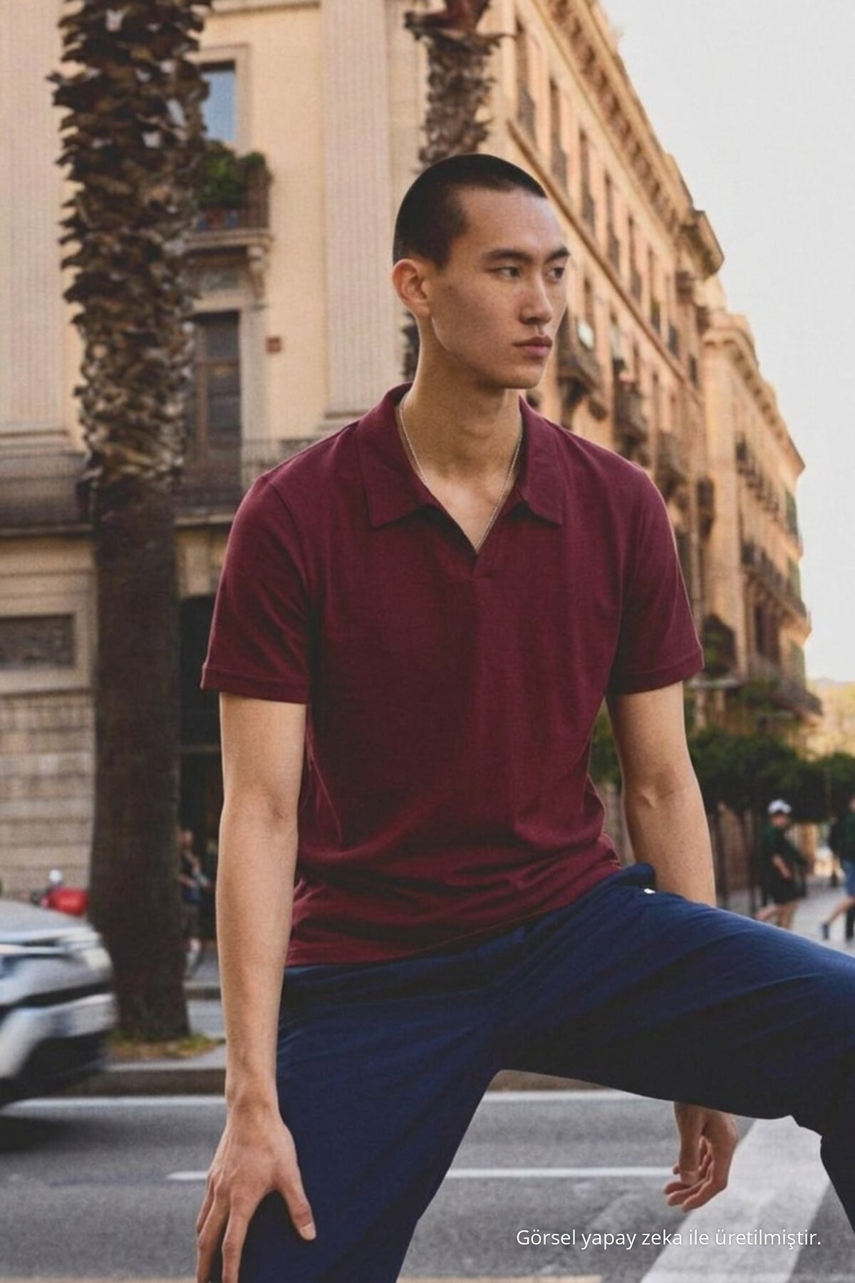Erkek Polo Yaka Kısa Kollu Yazlık Bordo Tişört 5