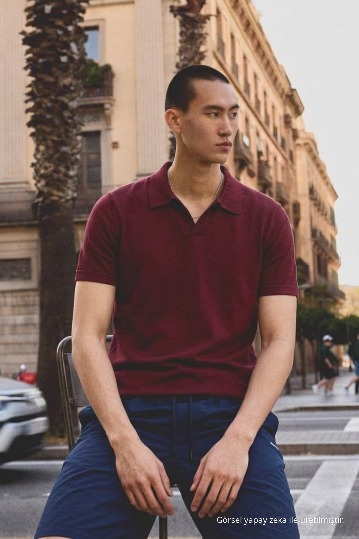 Erkek Polo Yaka Kısa Kollu Yazlık Bordo Tişört 4