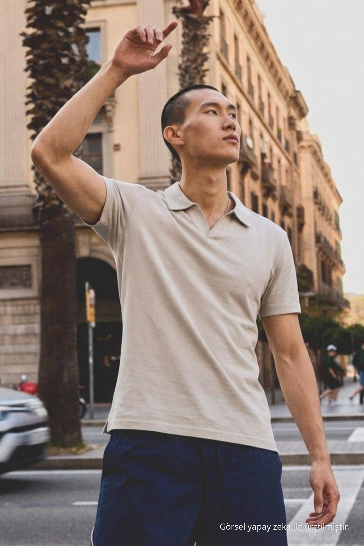 Erkek Polo Yaka Kısa Kollu Yazlık GRİ Tişört 4