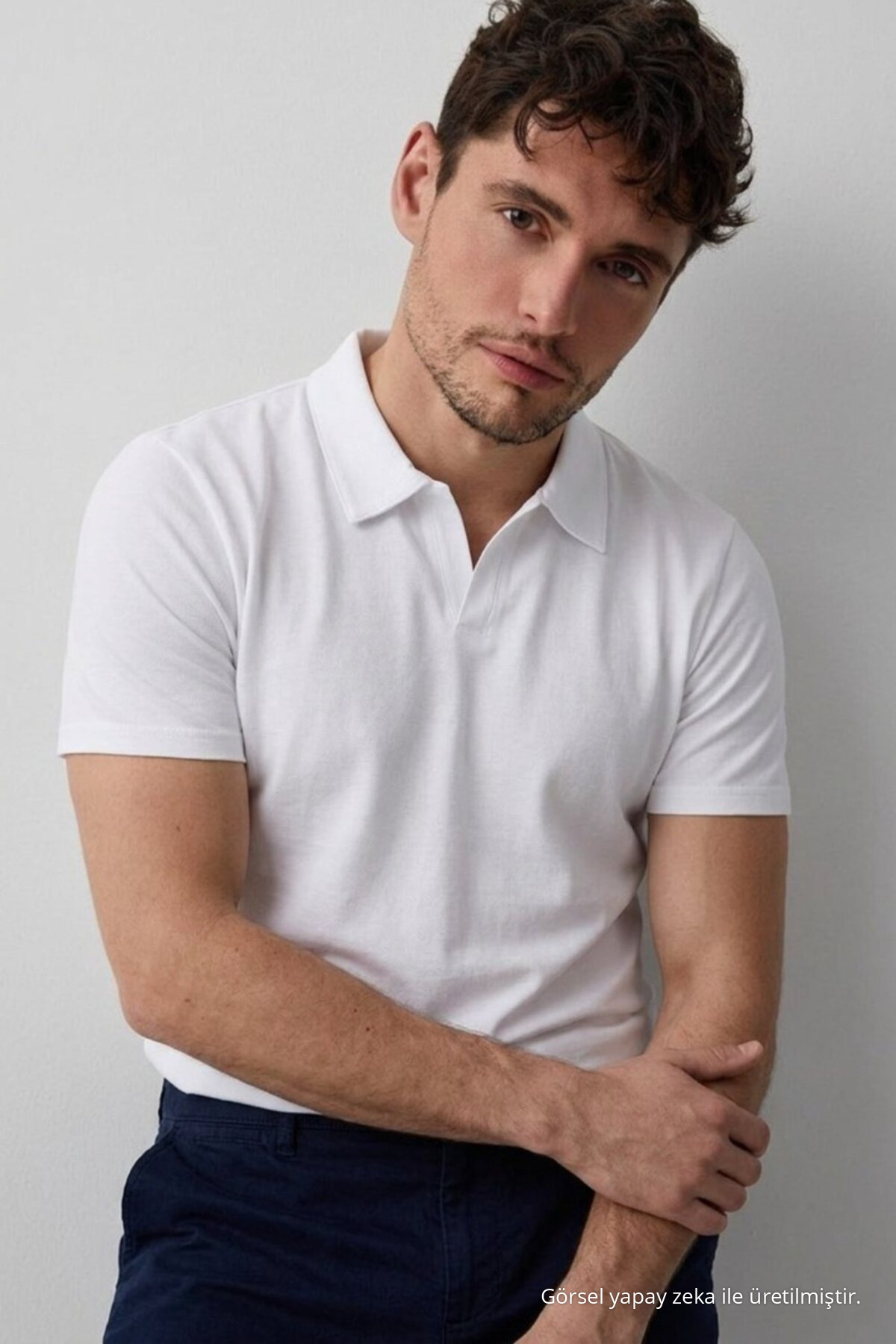 Erkek Polo Yaka Premium Comfort Spor Beyaz Tişört 4