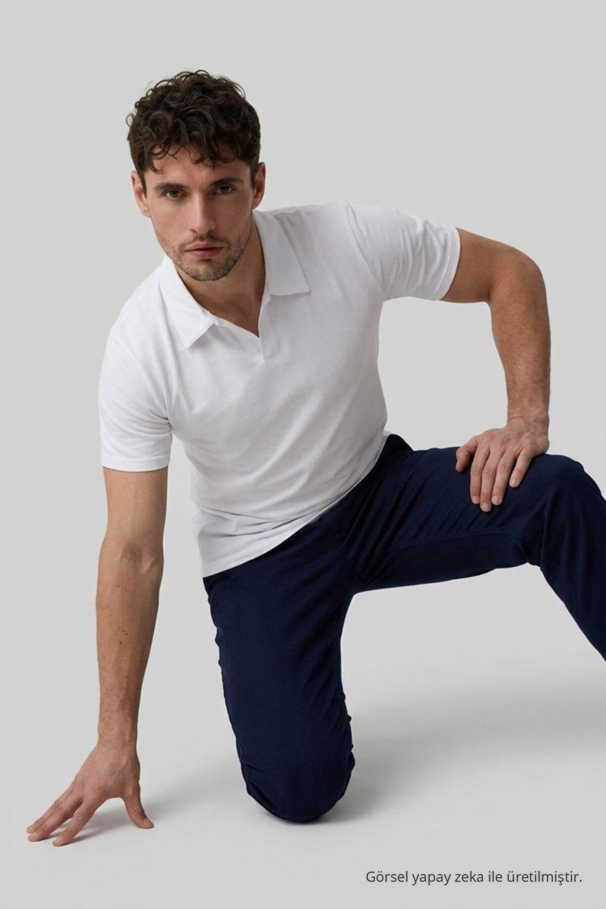 Erkek Polo Yaka Premium Comfort Spor Beyaz Tişört 5