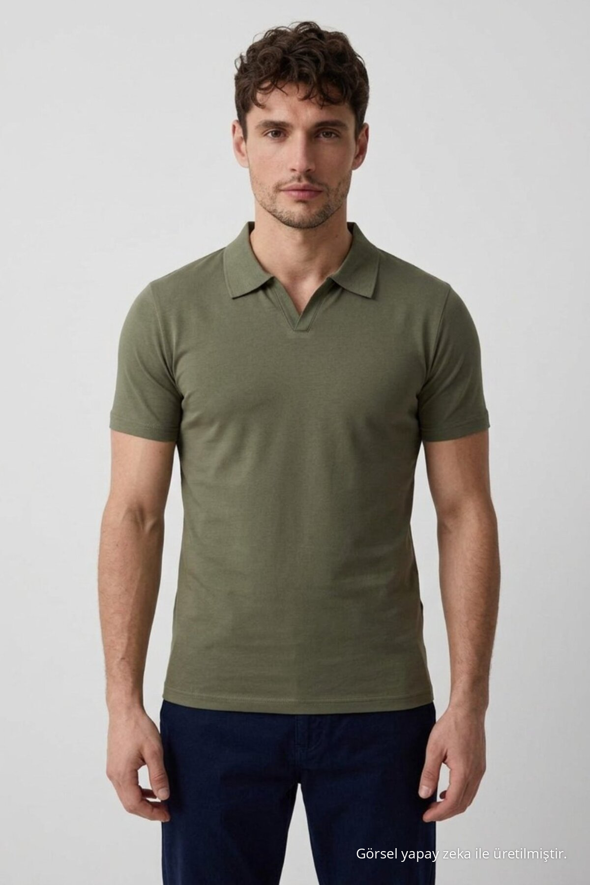 Erkek Polo Yaka Premium Comfort Spor HAKİ Tişört 3