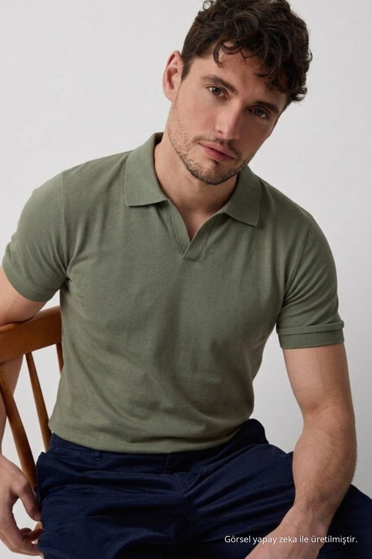 Erkek Polo Yaka Premium Comfort Spor HAKİ Tişört 6