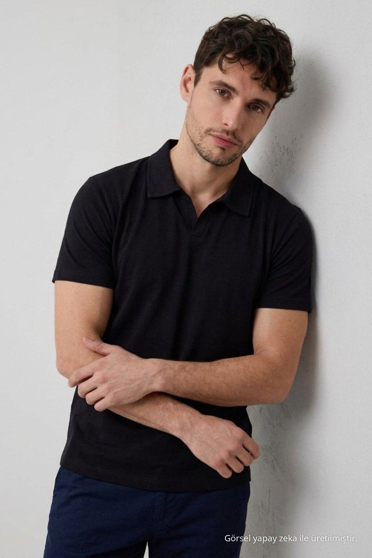 Erkek Polo Yaka Premium Comfort Spor SİYAH Tişört 3