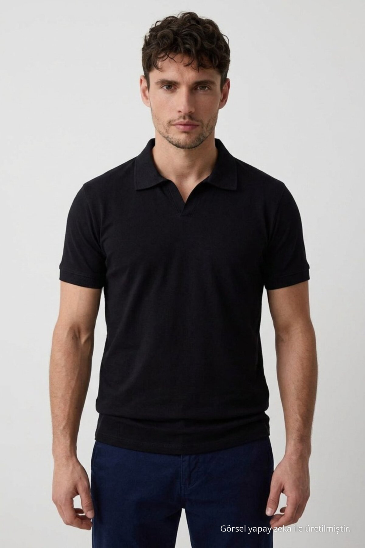 Erkek Polo Yaka Premium Comfort Spor SİYAH Tişört 5