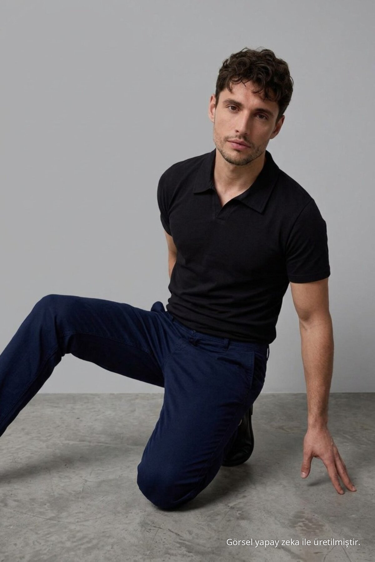 Erkek Polo Yaka Premium Comfort Spor SİYAH Tişört 4
