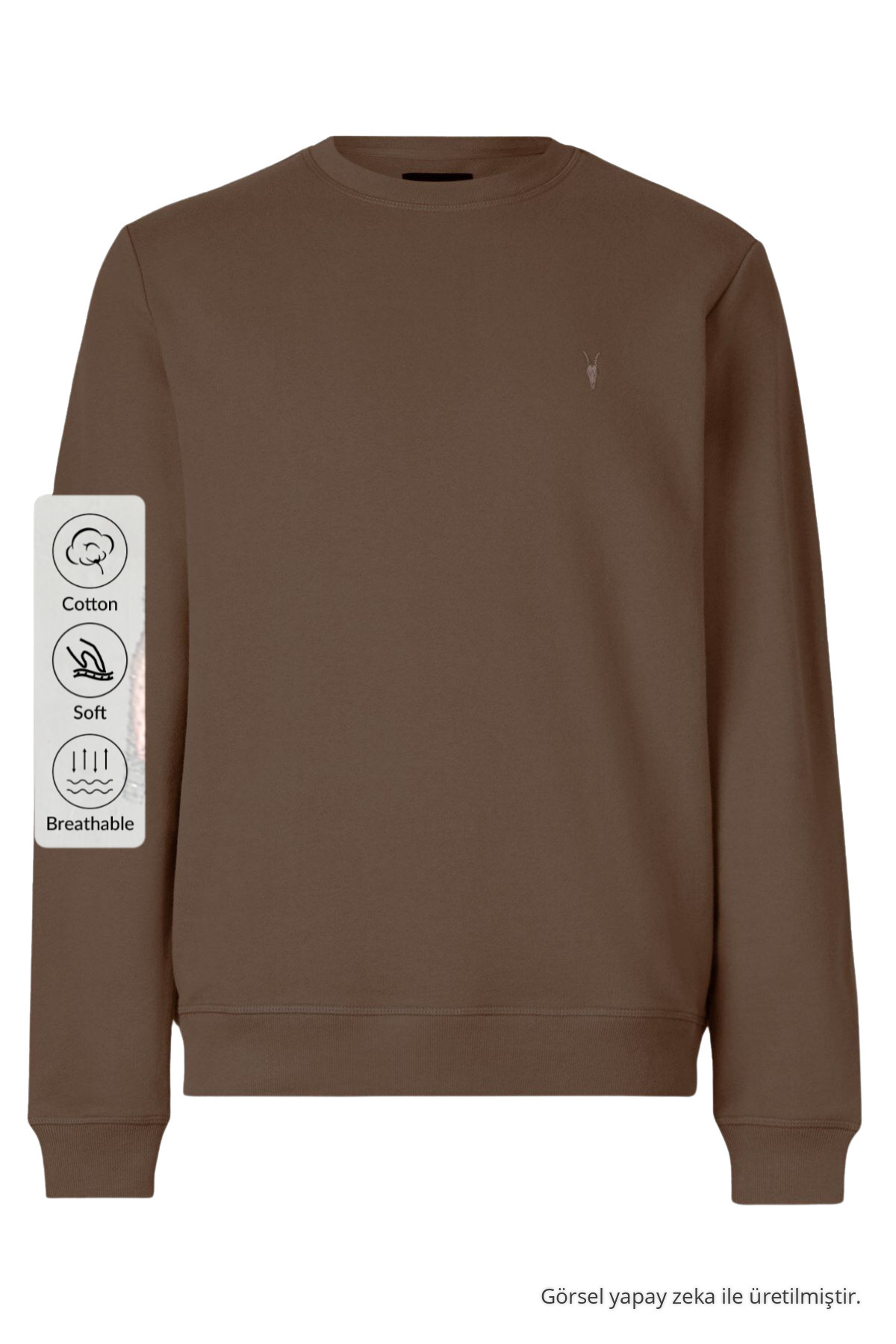 Erkek Kışlık Salaş Basic KAHVERENGİ Sweatshirt 4