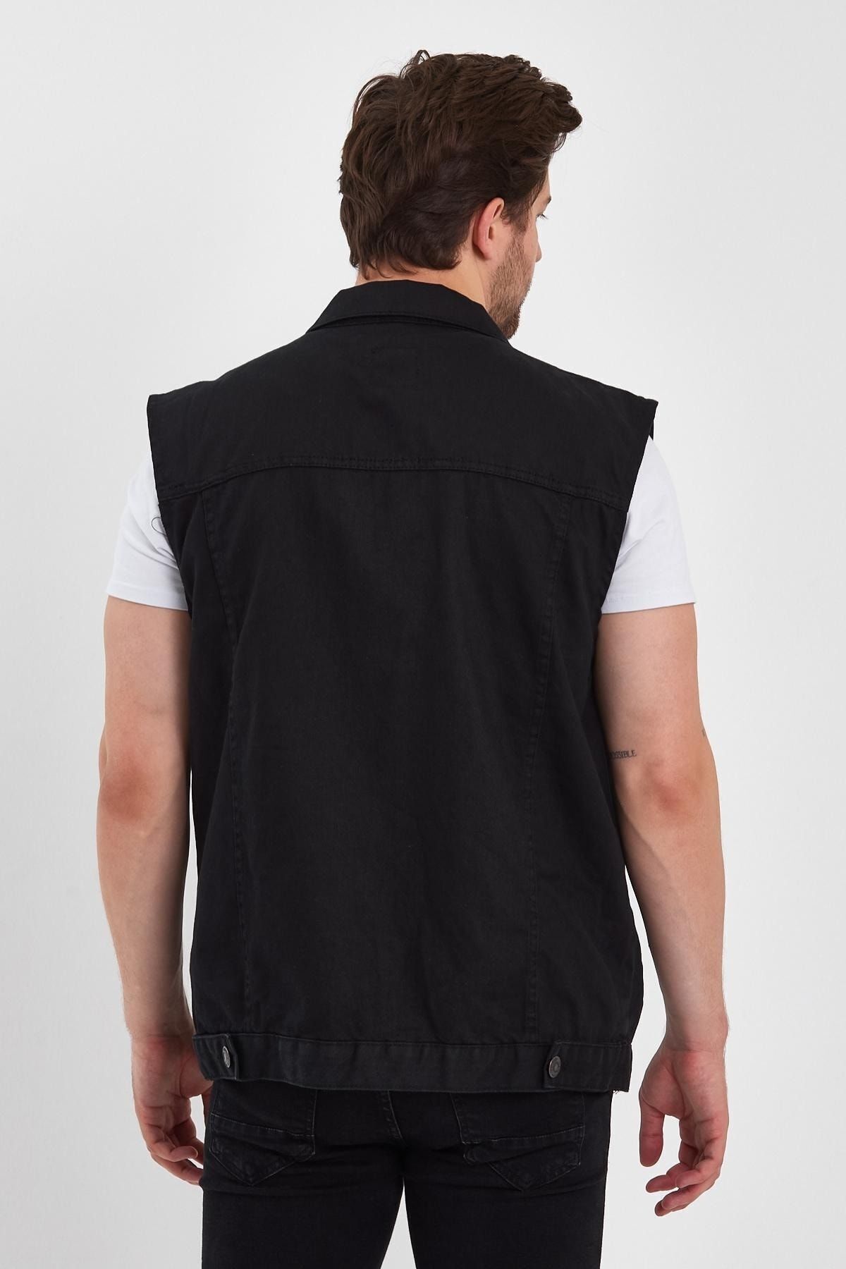 Erkek Rahat Jeanvibe Kalıp Denim Kot Yelek Siyah 5
