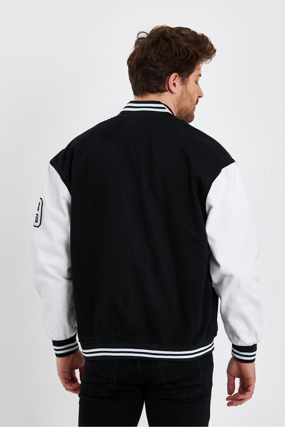 Erkek 2 Li %100 Pamuk Günlük Oversize Moda Kot Kolej Ceket 6