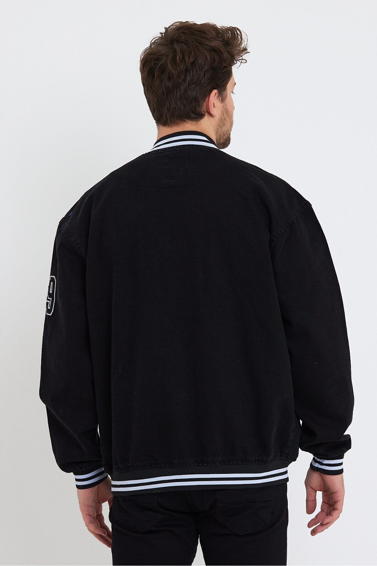 Erkek 2 Li %100 Pamuk Günlük Oversize Moda Kot Kolej Ceket 7
