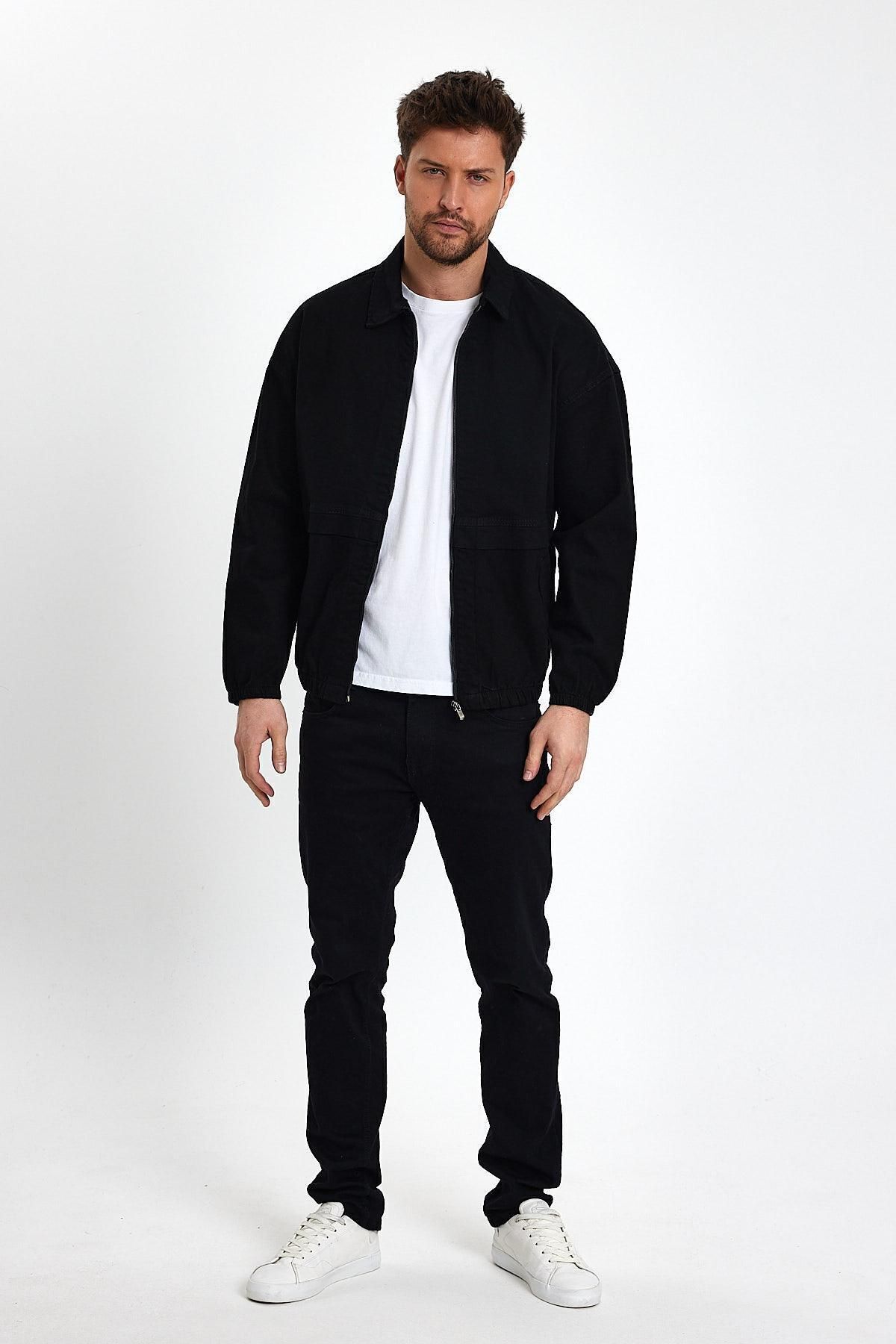 Unisex CoolStil Rahat ve Tarz Jean Sokak Modası Kot Ceket Siyah 4