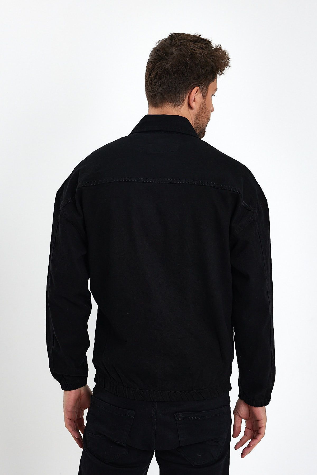 Unisex CoolStil Rahat ve Tarz Jean Sokak Modası Kot Ceket Siyah 6