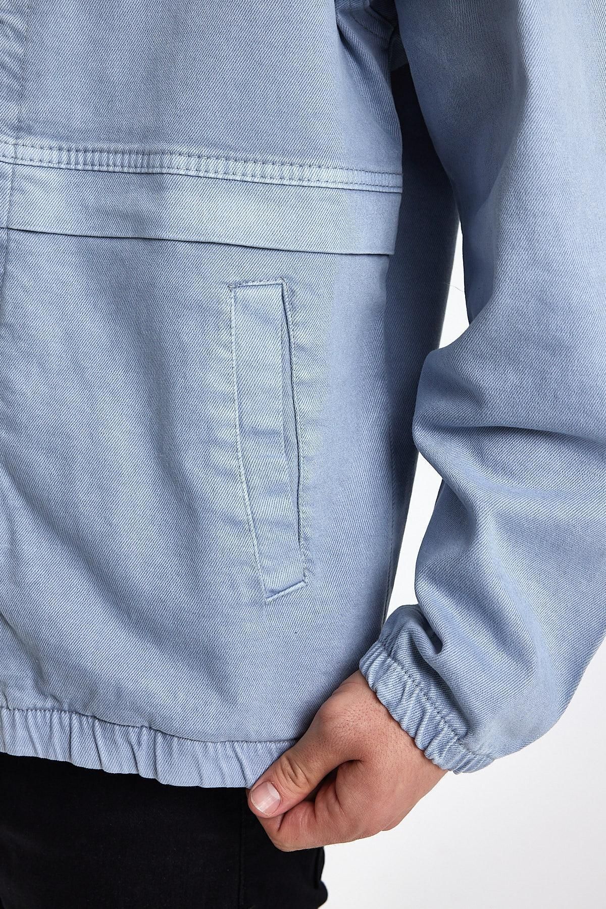 Unisex CoolStil Rahat Jean Sokak Modası Kapşonlu Kot Ceket Buz Mavi 5