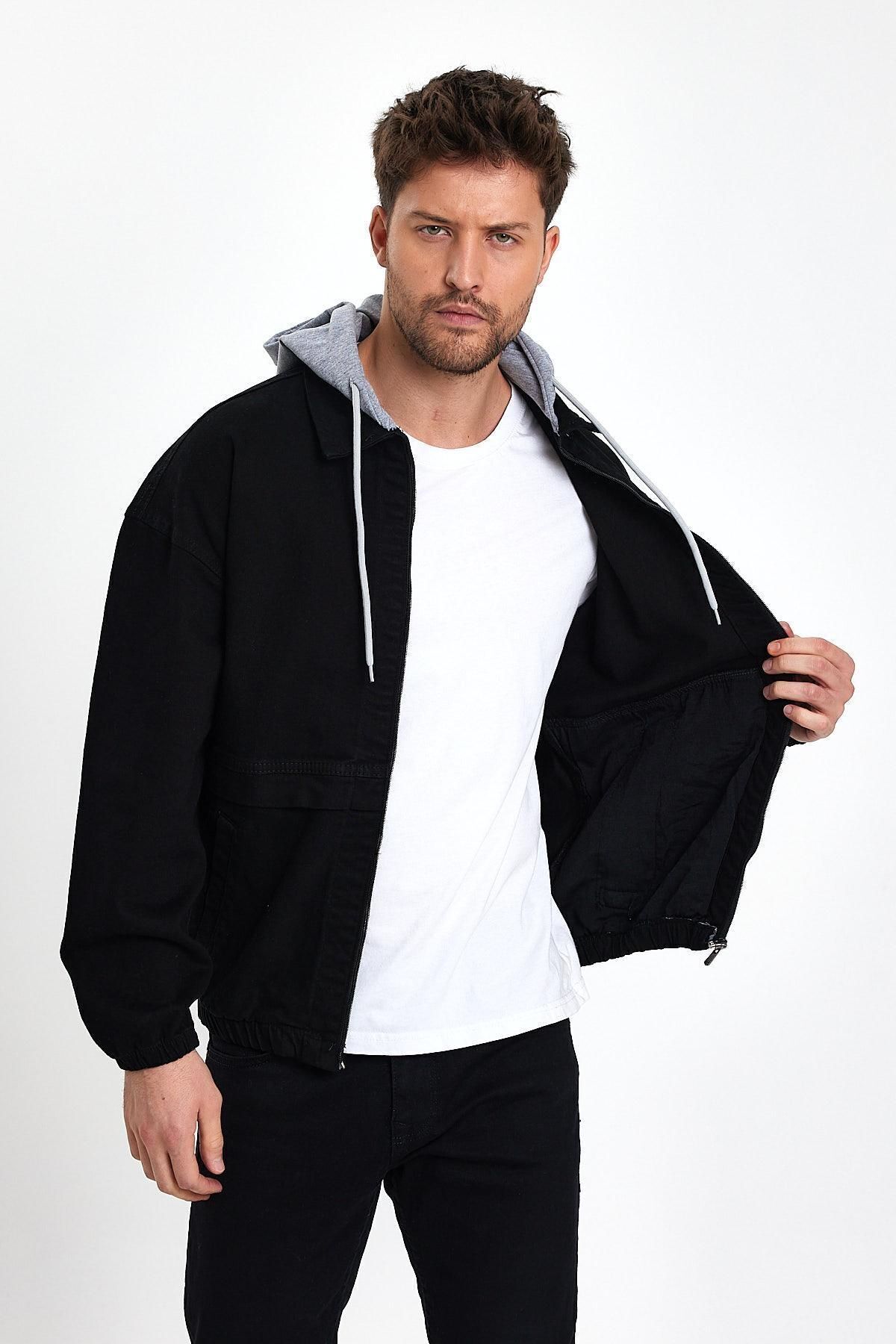 Unisex 2 Li JeanVibe Rahat Kapşonlu Fermuarlı Kot Ceket 3