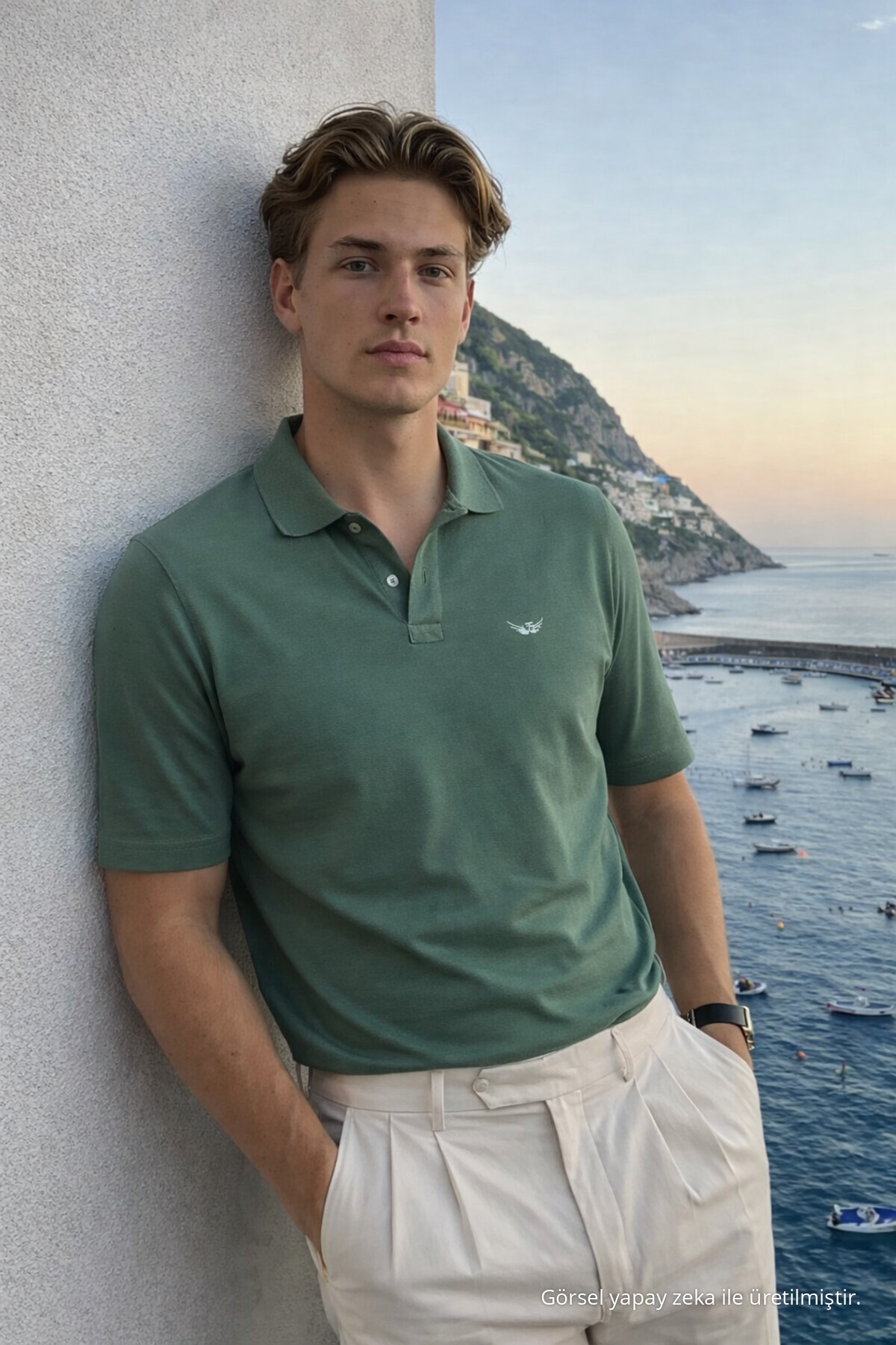 Erkek Basic %100 Pamuk Mint Polo Yaka Tişört 5
